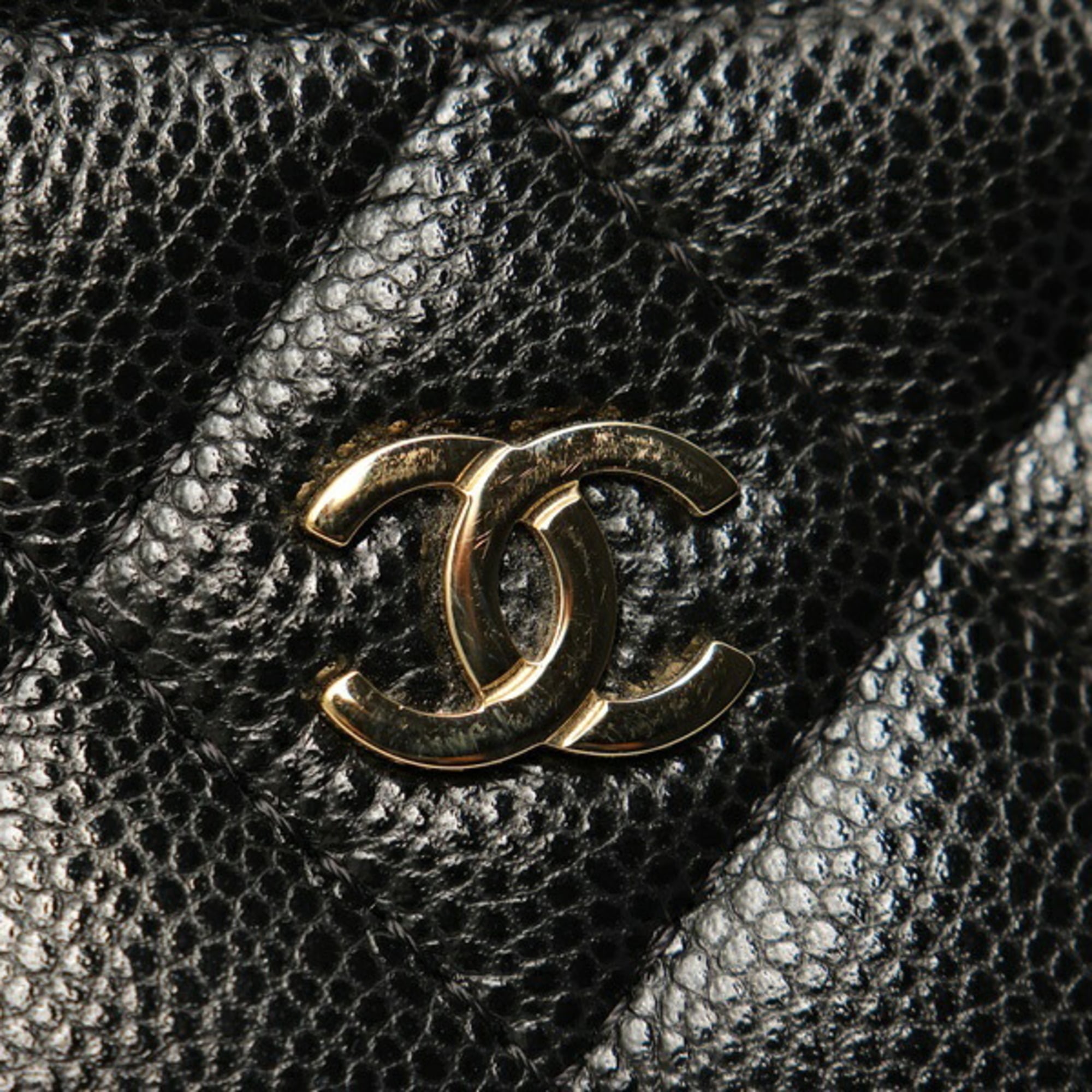 Chanel Black Grained Calfskin Coin Purse/Coin Case (Pre-Owned)