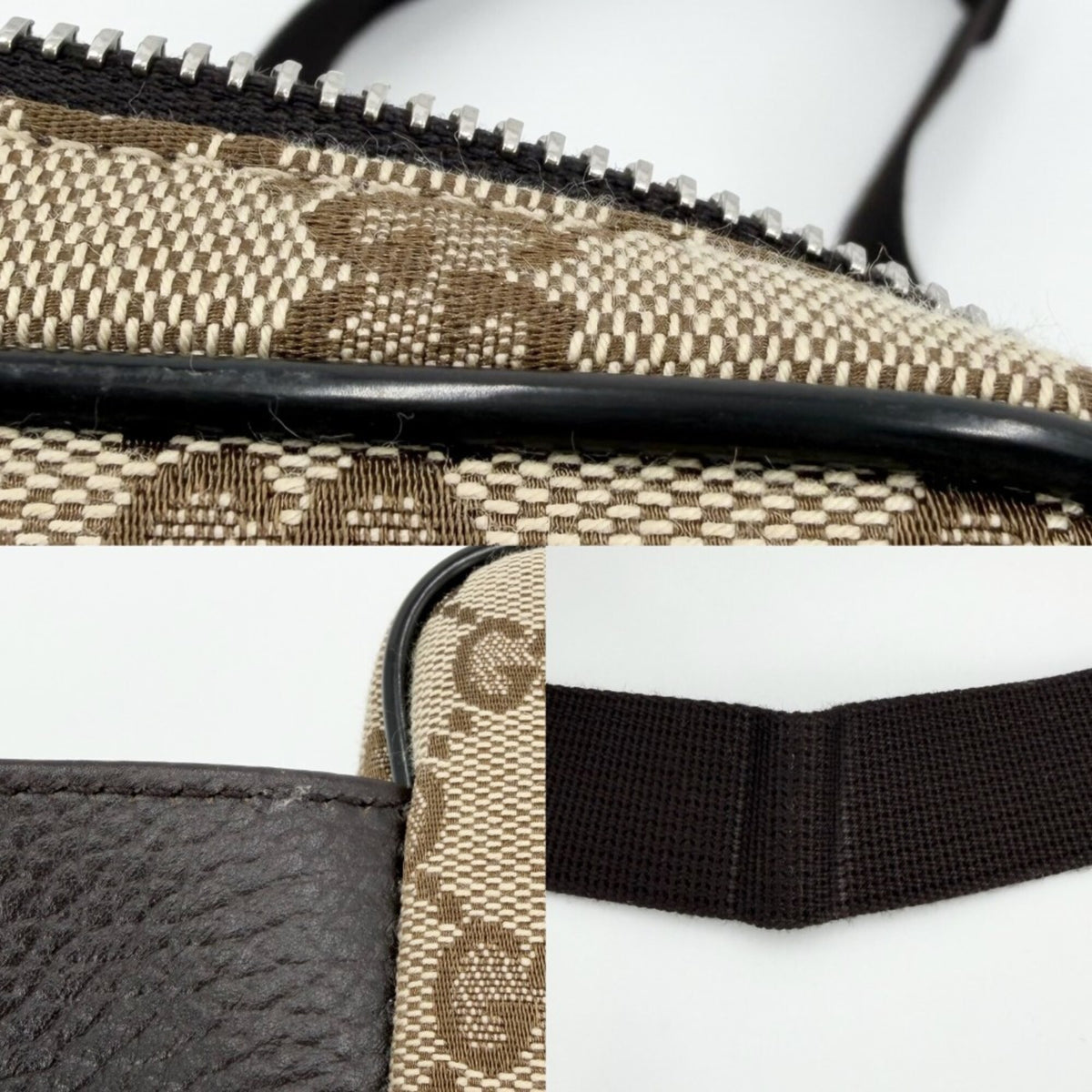 Gucci Brown Gg Canvas Leather Fanny Pack Sling Bag (Pre-Owned)