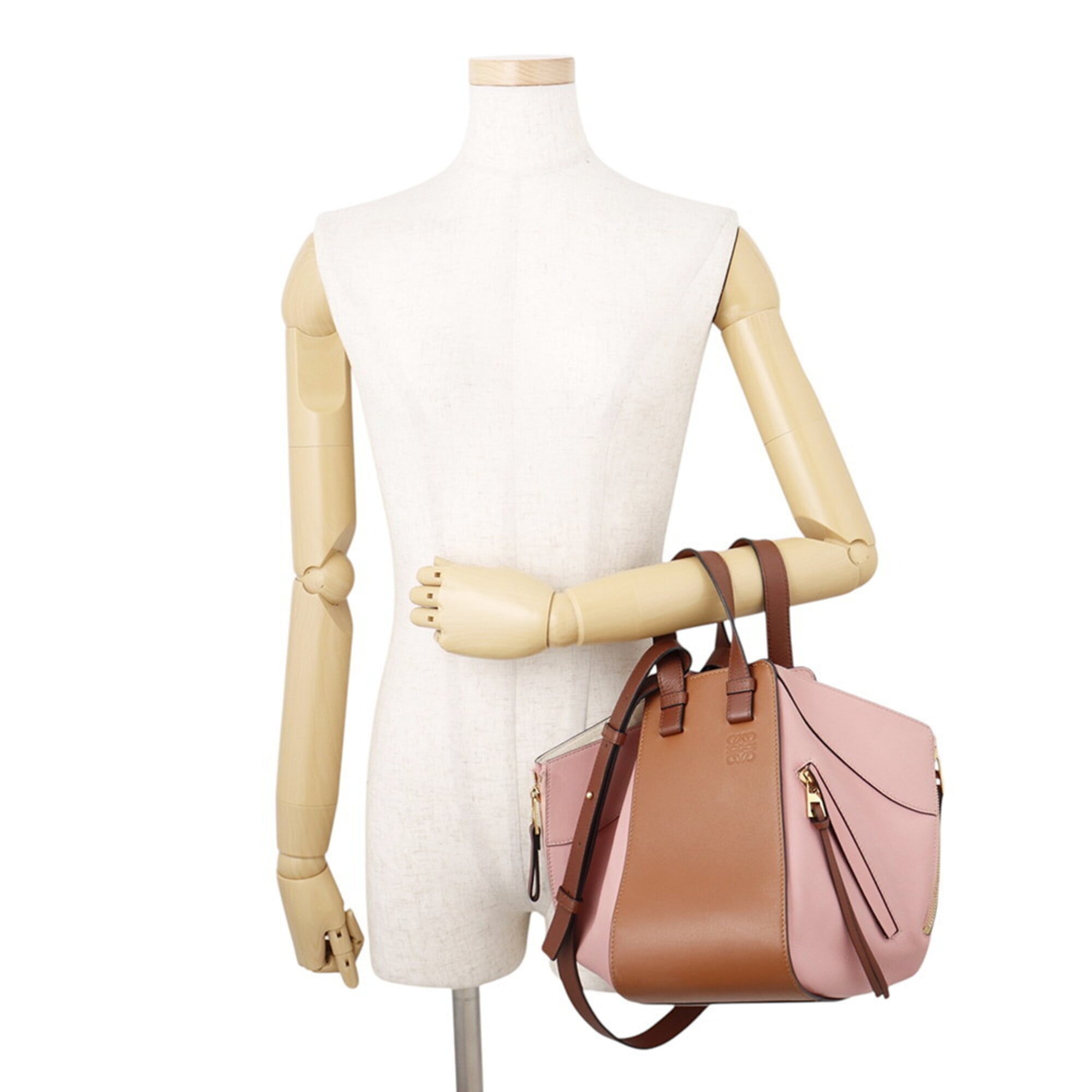 Loewe Brown Pink Leather Handbag Shoulder Bag (Pre-Owned)