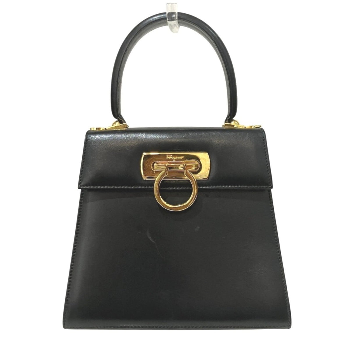 Salvatore Ferragamo Gancini Black Leather Handbag (Pre-Owned)