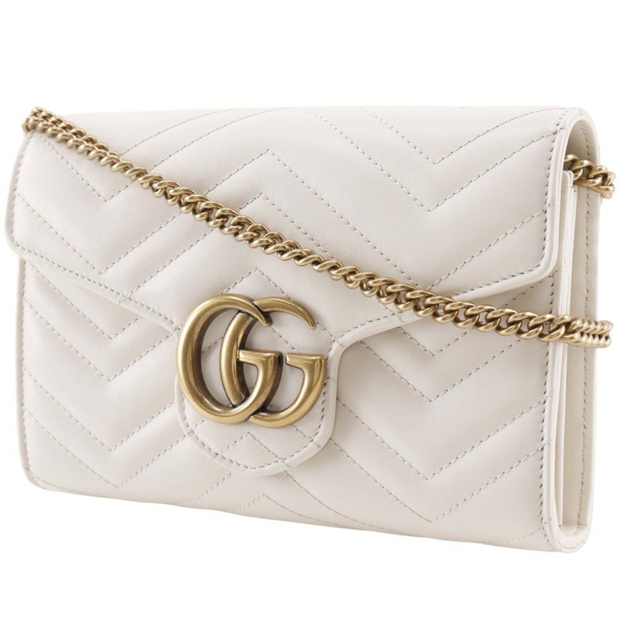 Gucci White Leather Chain/Shoulder Wallet (Pre-Owned)