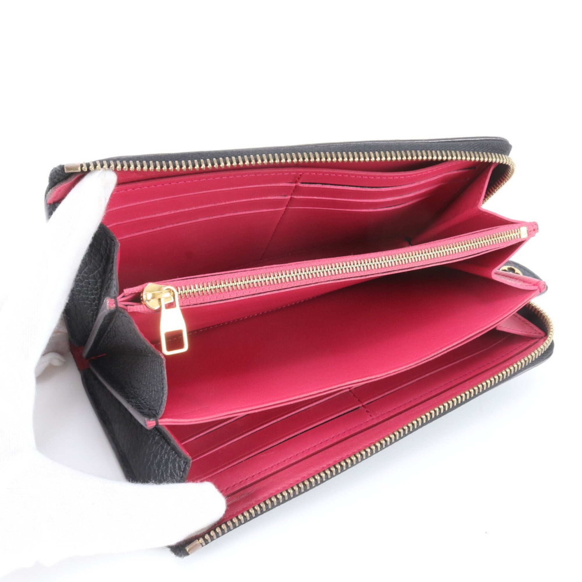 Louis Vuitton Hot Pink Noir Leather Long Wallet (Bi-Fold) (Pre-Owned)