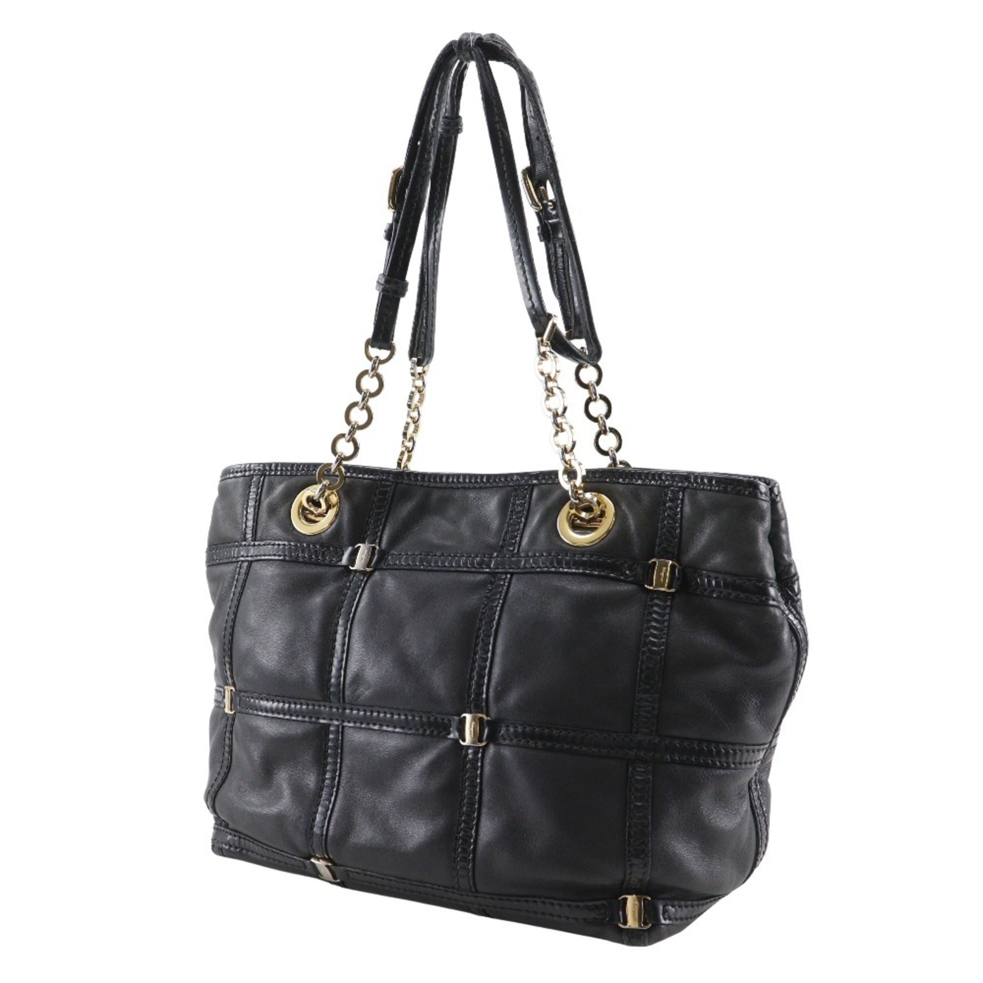 Salvatore Ferragamo Vara Black Leather Tote Bag (Pre-Owned)
