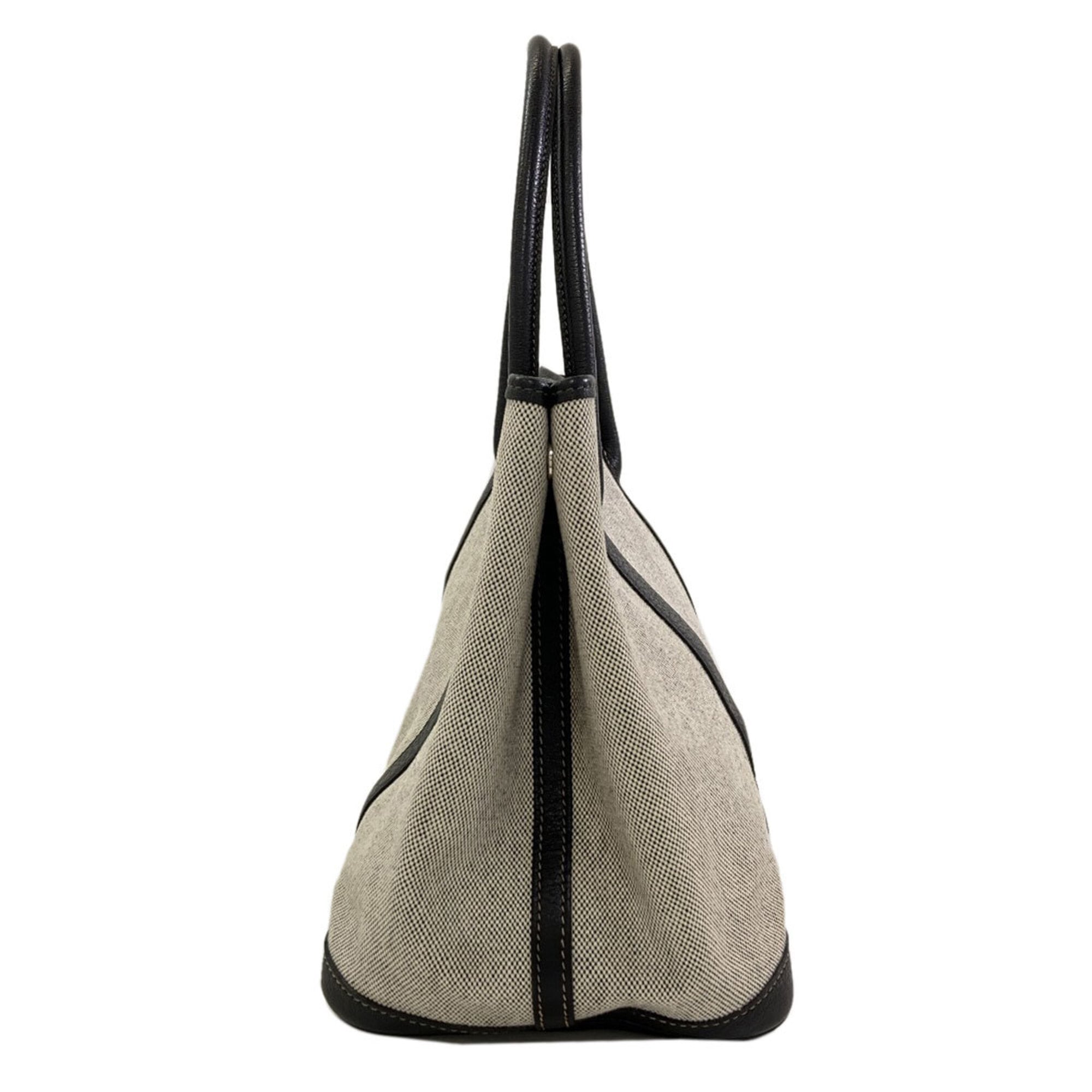Hermes Gray Toile H Buffalo Leather Tote Bag (Pre-Owned)