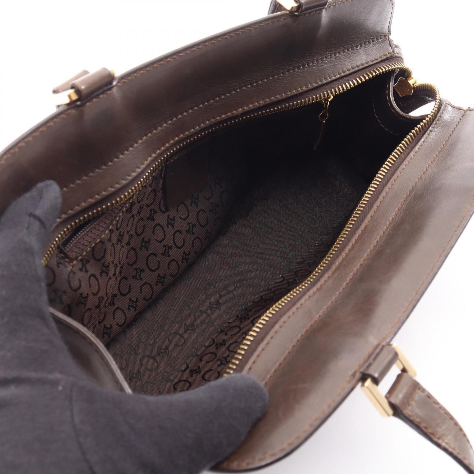 Celine Brown Ivory Canvas Leather Handbag (Pre-Owned)