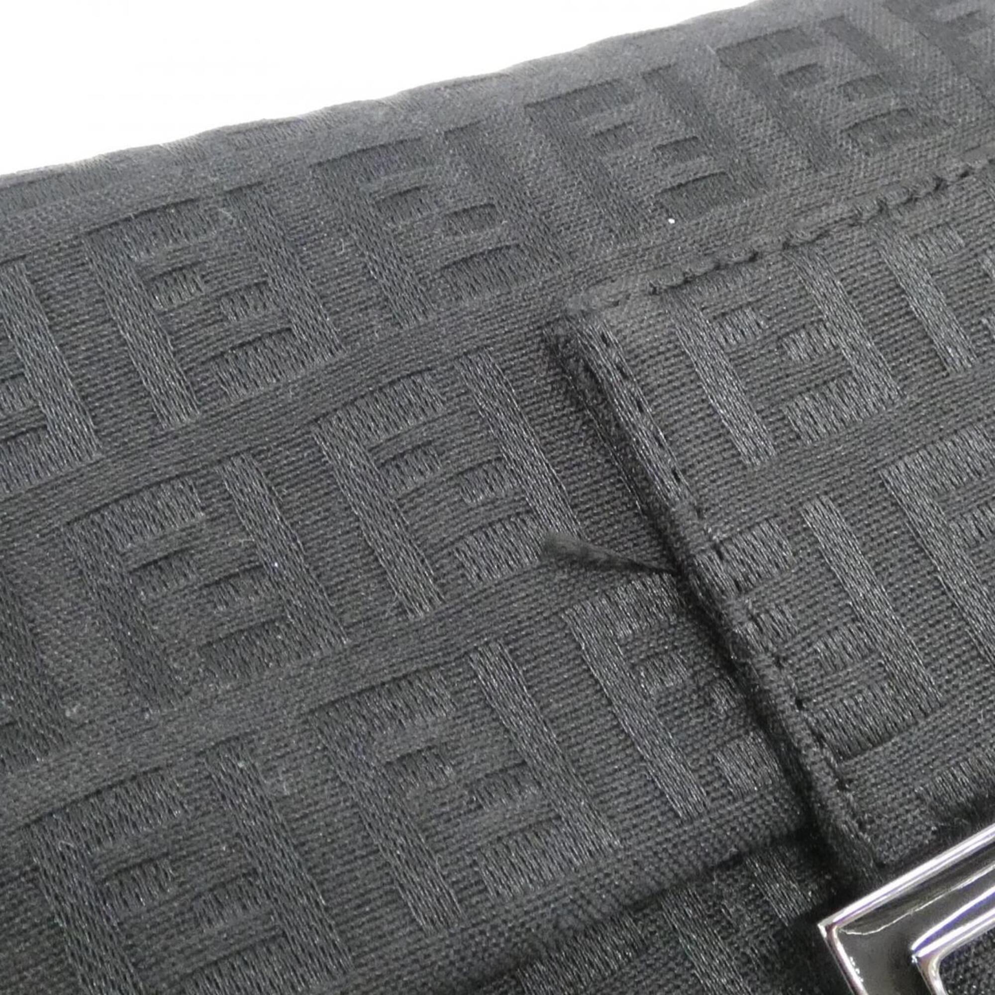 Fendi Baguette Black Canvas Shoulder Bag (Pre-Owned)