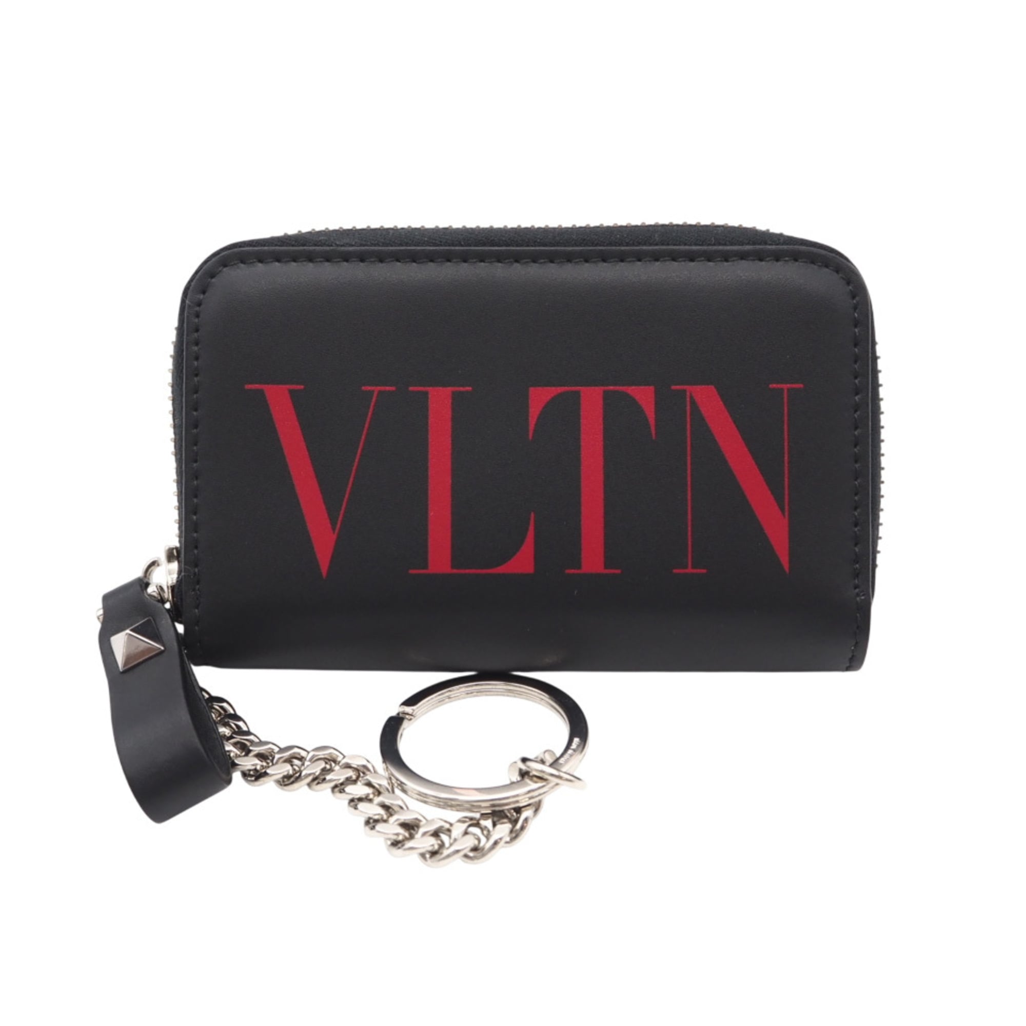 Valentino Black Red Color Leather Coin Purse/Coin Case (Pre-Owned)