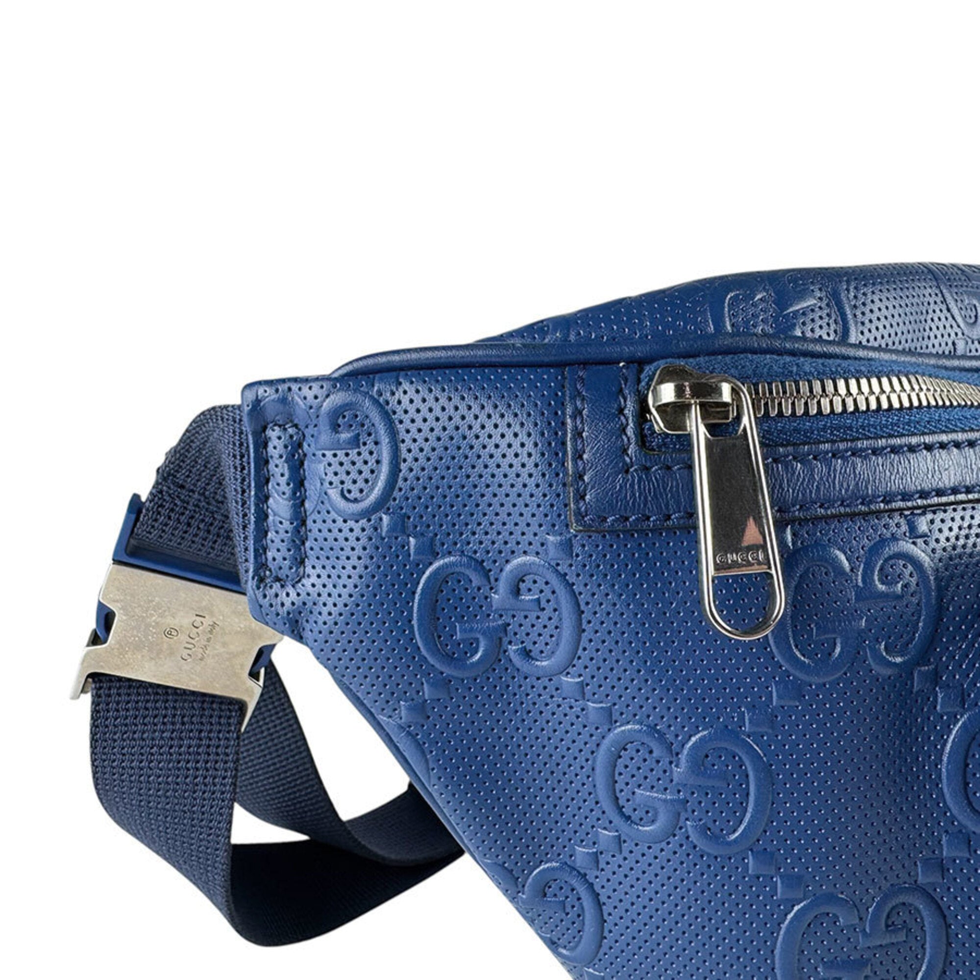 Gucci Blue Leather Fanny Pack Sling Bag (Pre-Owned)