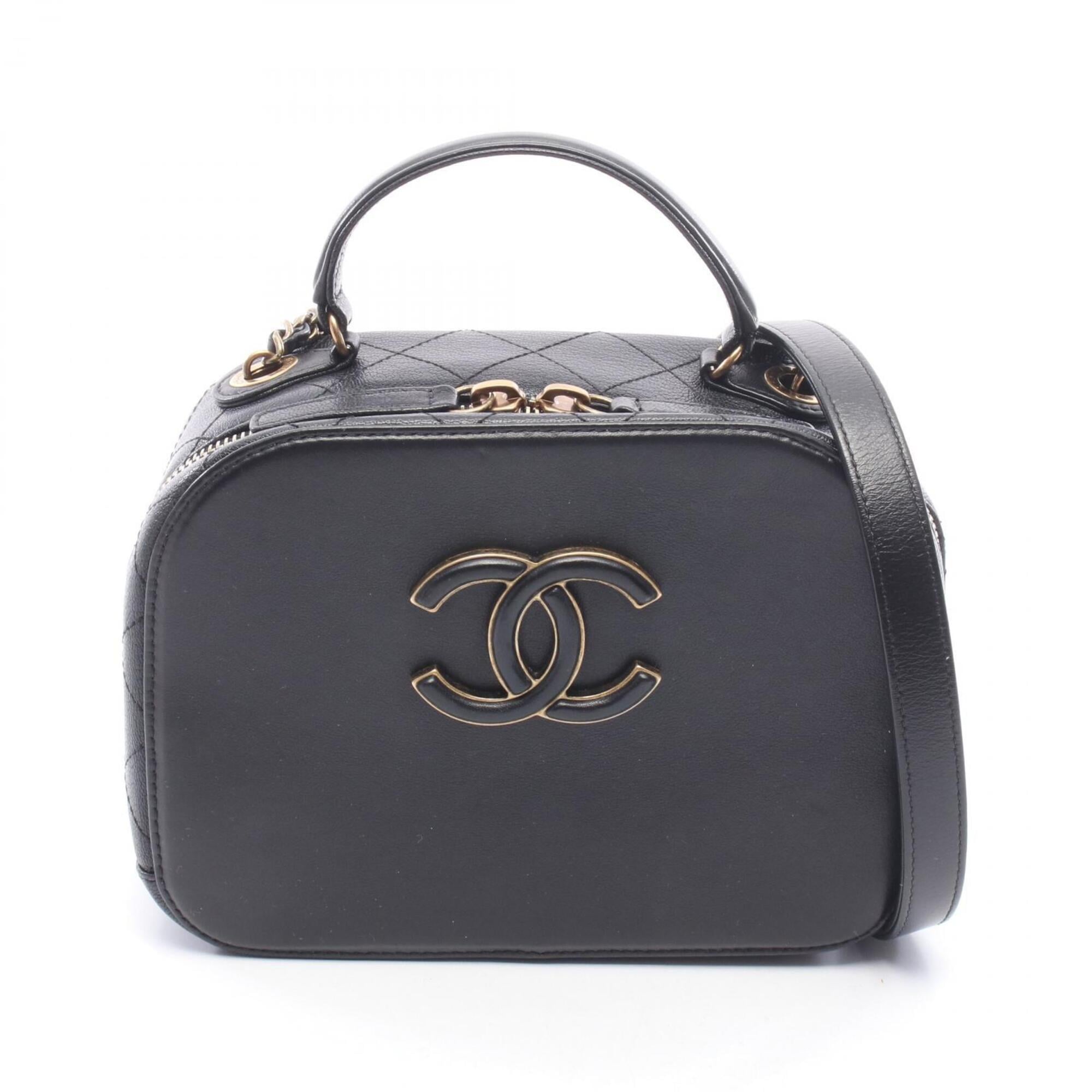 Chanel Black Leather Handbag Shoulder Bag (Pre-Owned)