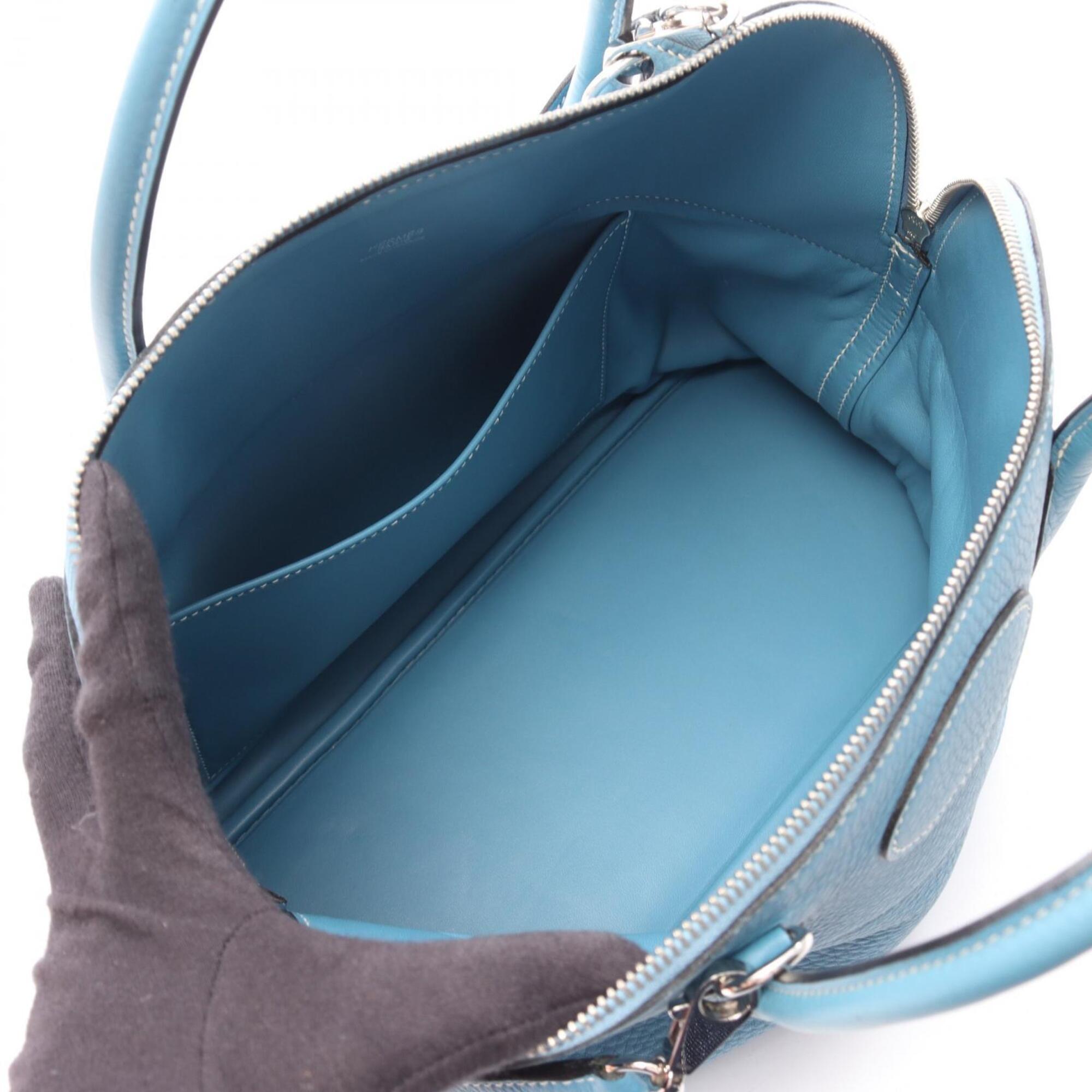 Hermes Blue Taurillon Clemence Leather Handbag (Pre-Owned)