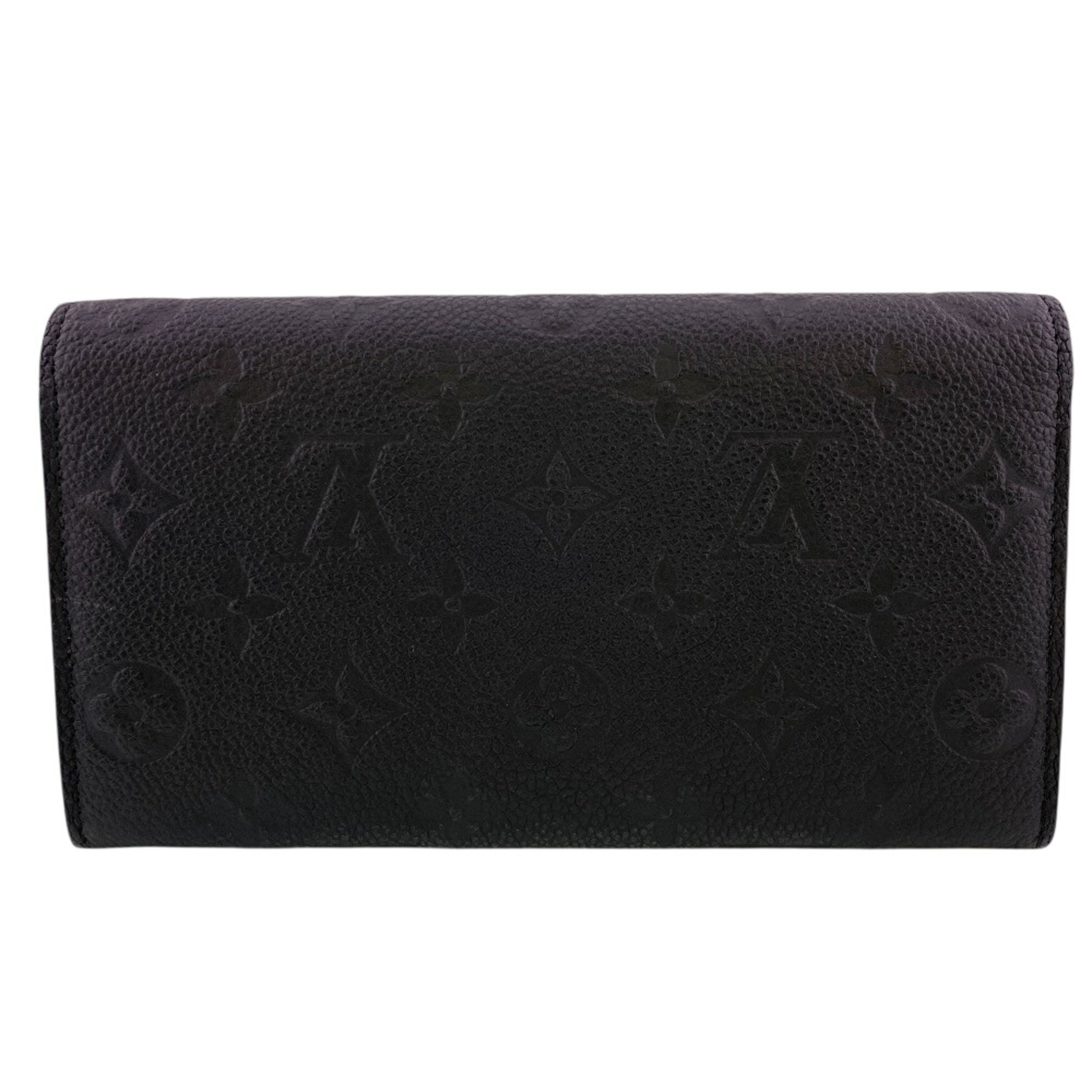 Louis Vuitton Noir Leather Long Wallet (Bi-Fold) (Pre-Owned)