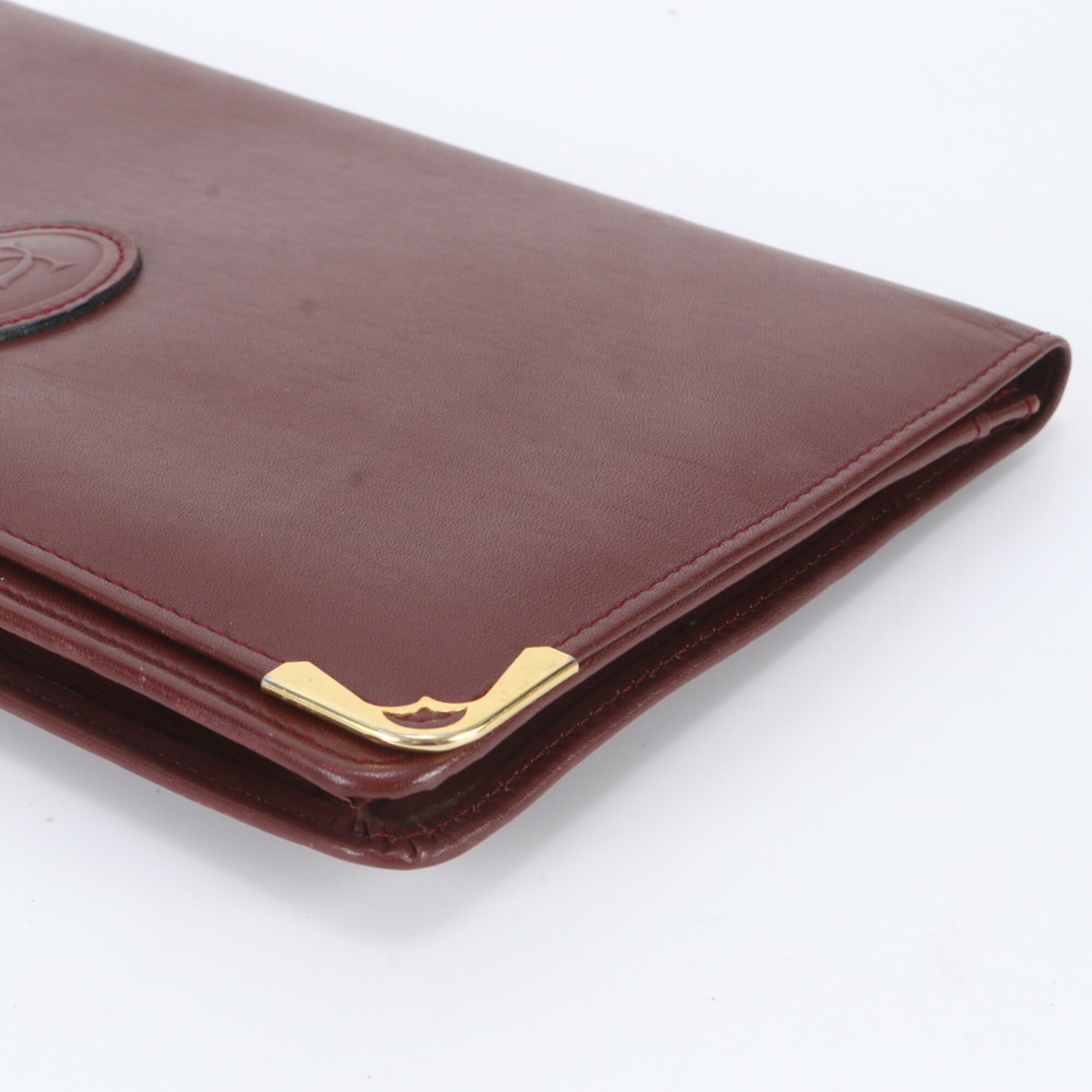 Cartier Wine Red Leather Clutch Bag Pouch (Pre-Owned)