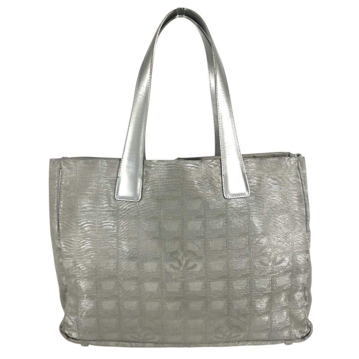 Chanel Silver Nylon Jacquard Shoulder Bag Tote Bag (Pre-Owned)