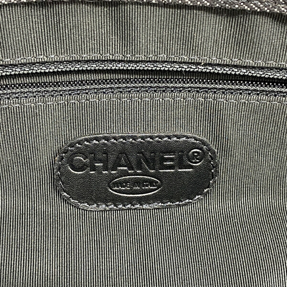 Chanel Black Brown Denim Leather Tote Bag (Pre-Owned)