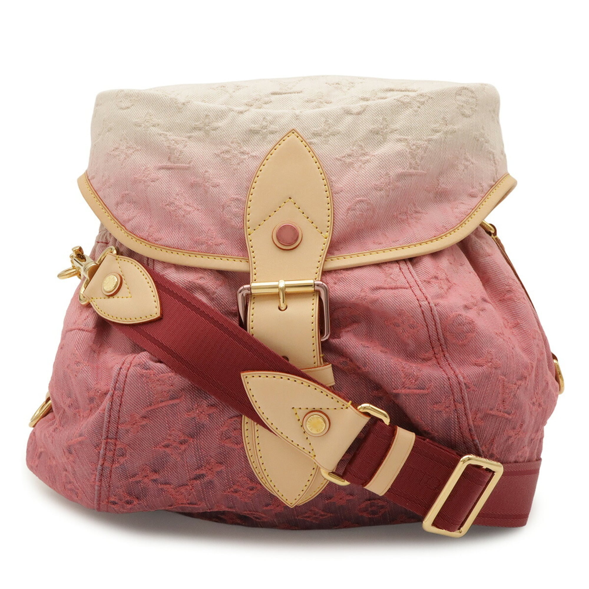 Louis Vuitton Noir Pink Denim Canvas Leather Pochette Shoulder Bag (Pre-Owned)