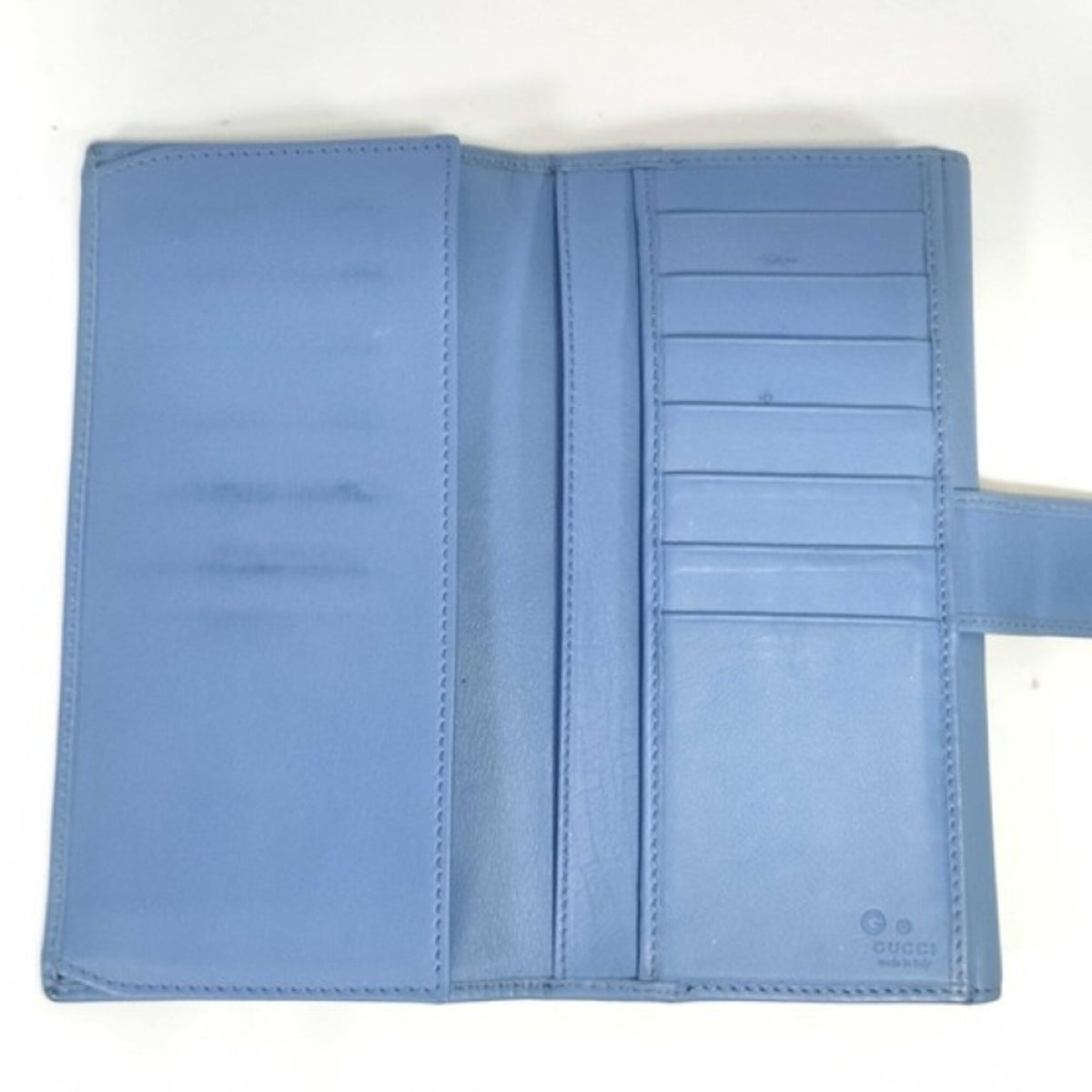 Gucci Blue Leather Long Wallet (Bi-Fold) (Pre-Owned)