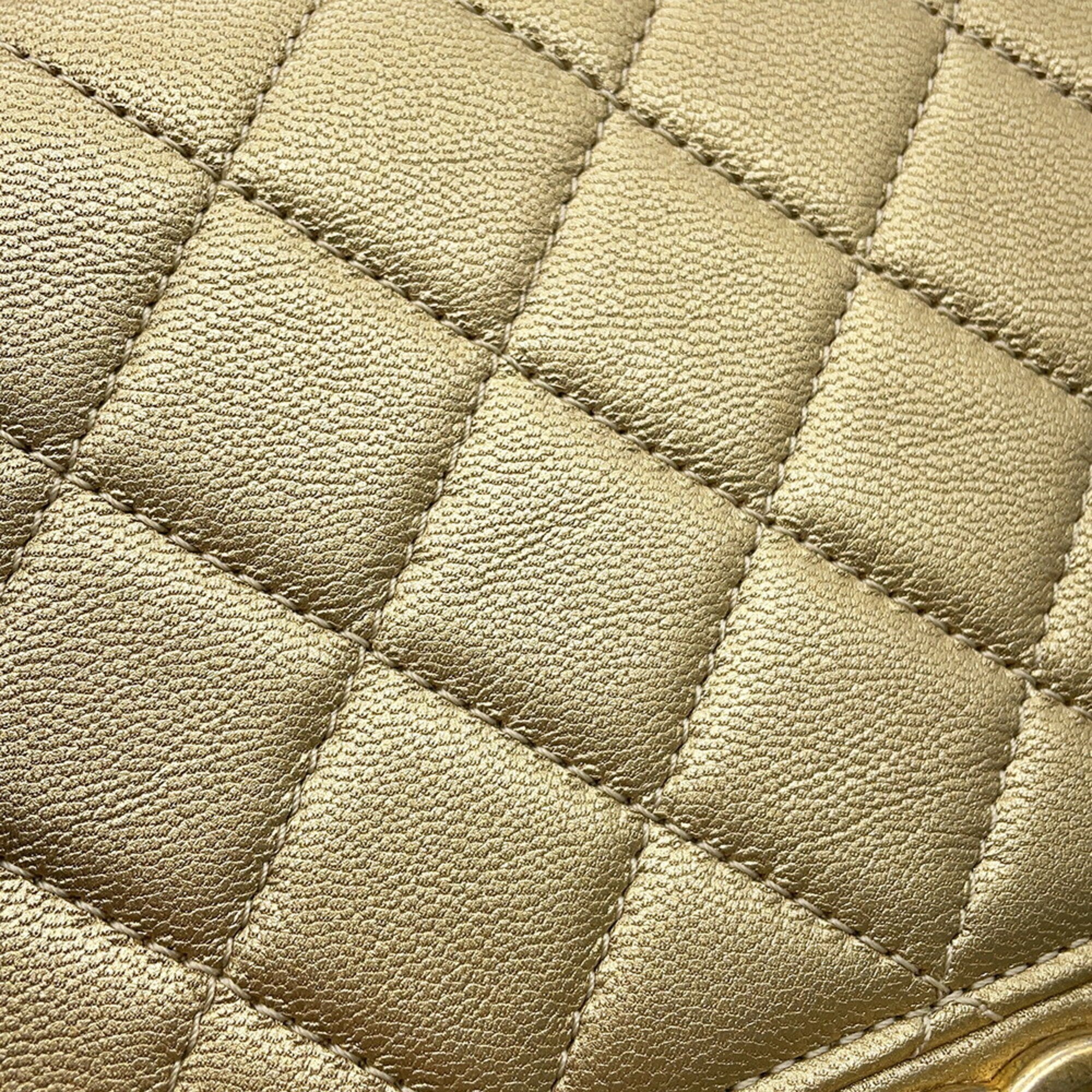 Chanel Champagne Gold Leather Shoulder Bag (Pre-Owned)