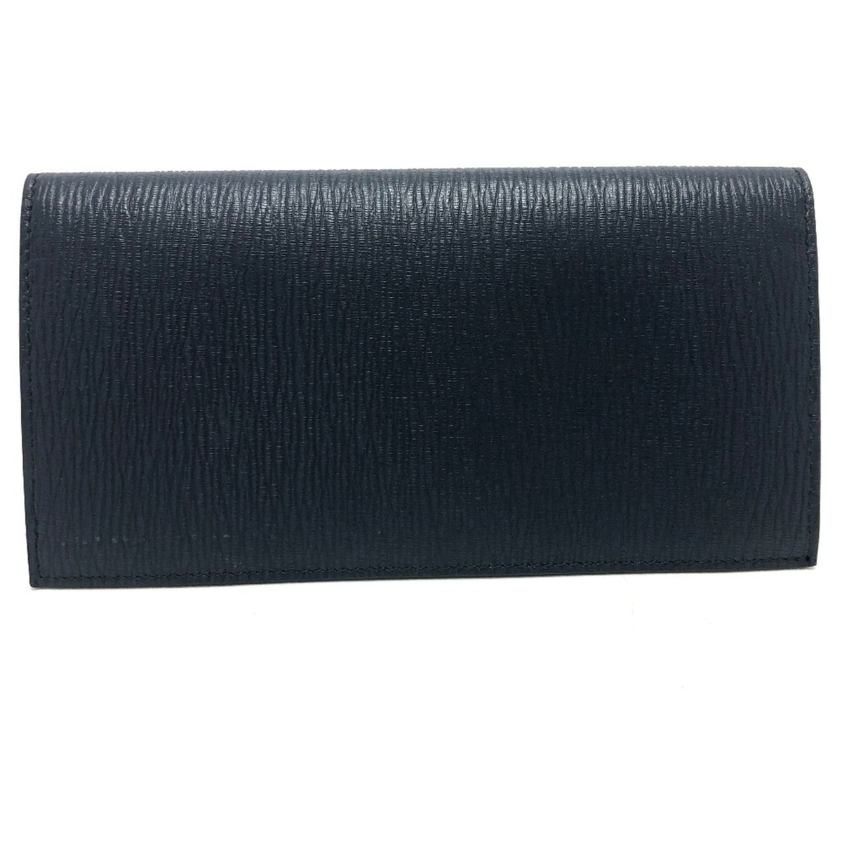 Salvatore Ferragamo Gancini Navy Leather Long Wallet (Bi-Fold) (Pre-Owned)