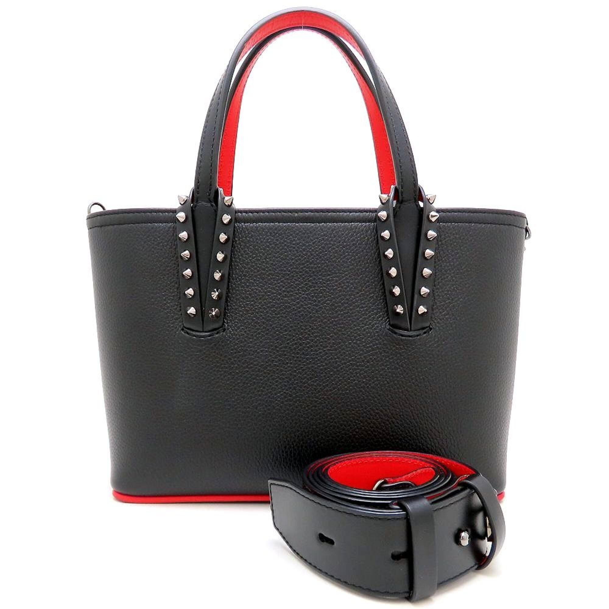 Christian Louboutin Black Red Color Leather Handbag (Pre-Owned)
