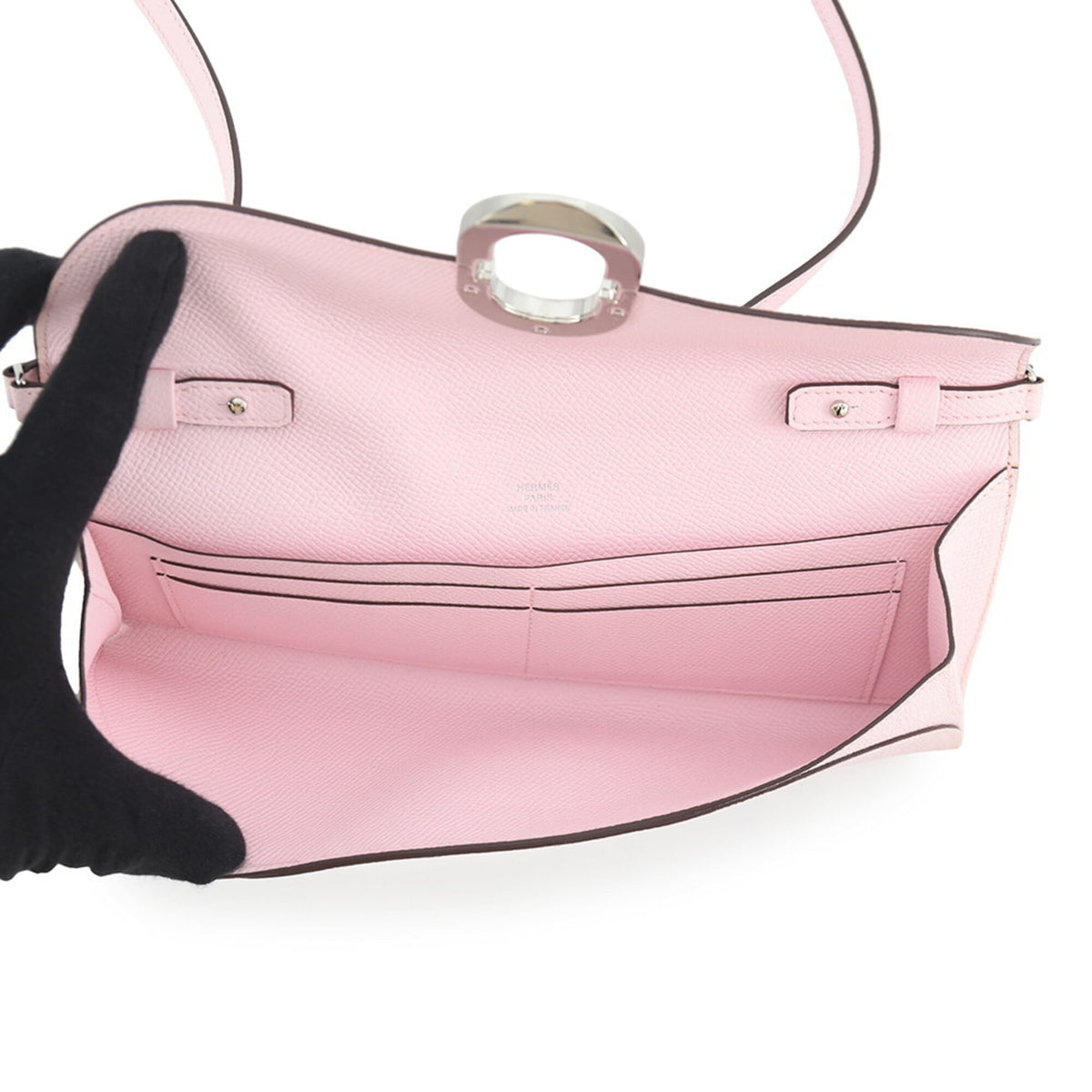Hermes Pink Epsom Leather Chain/Shoulder Wallet (Pre-Owned)