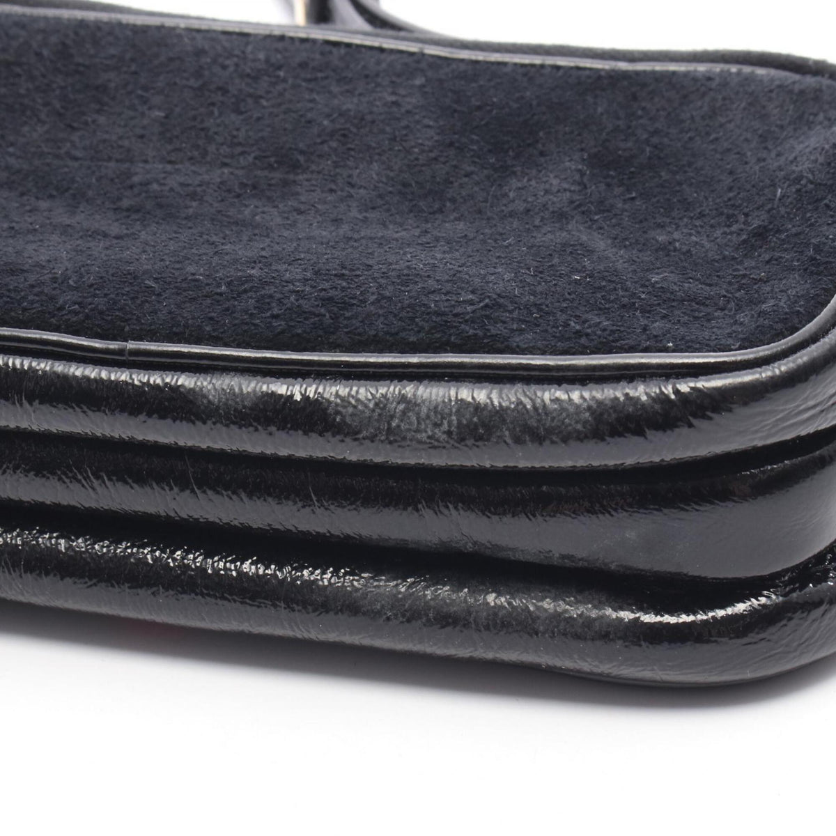 Gucci Black Patent Leather Suede Handbag Shoulder Bag (Pre-Owned)