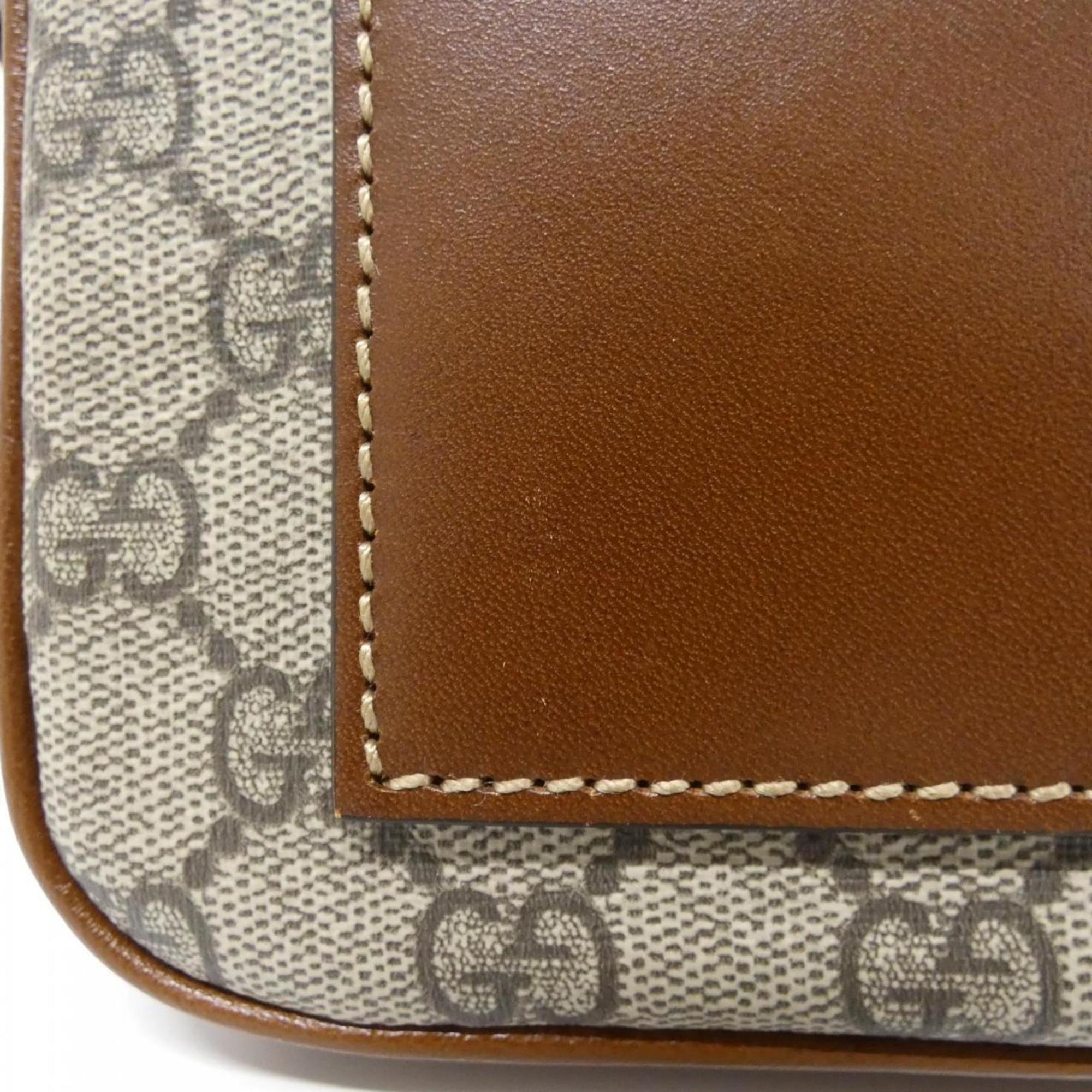 Gucci Beige Black Brown Gg Supreme Shoulder Bag (Pre-Owned)