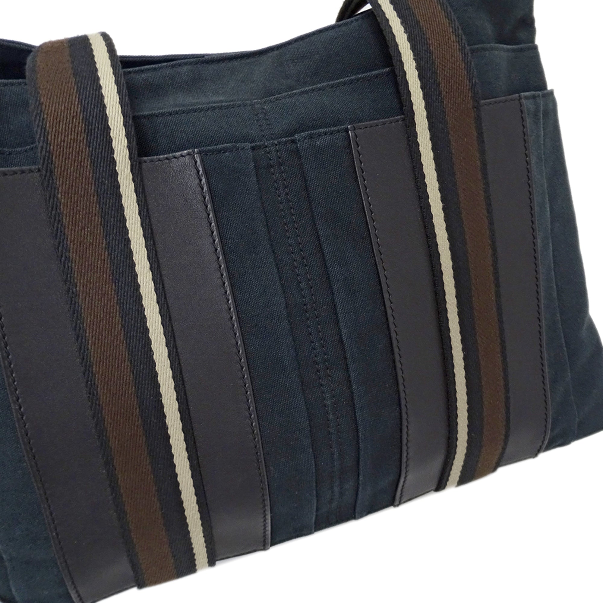 Hermes Black Canvas Handbag Tote Bag (Pre-Owned)