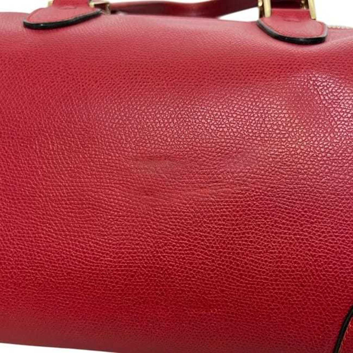 Valextra Red Color Leather Boston Bag Handbag (Pre-Owned)