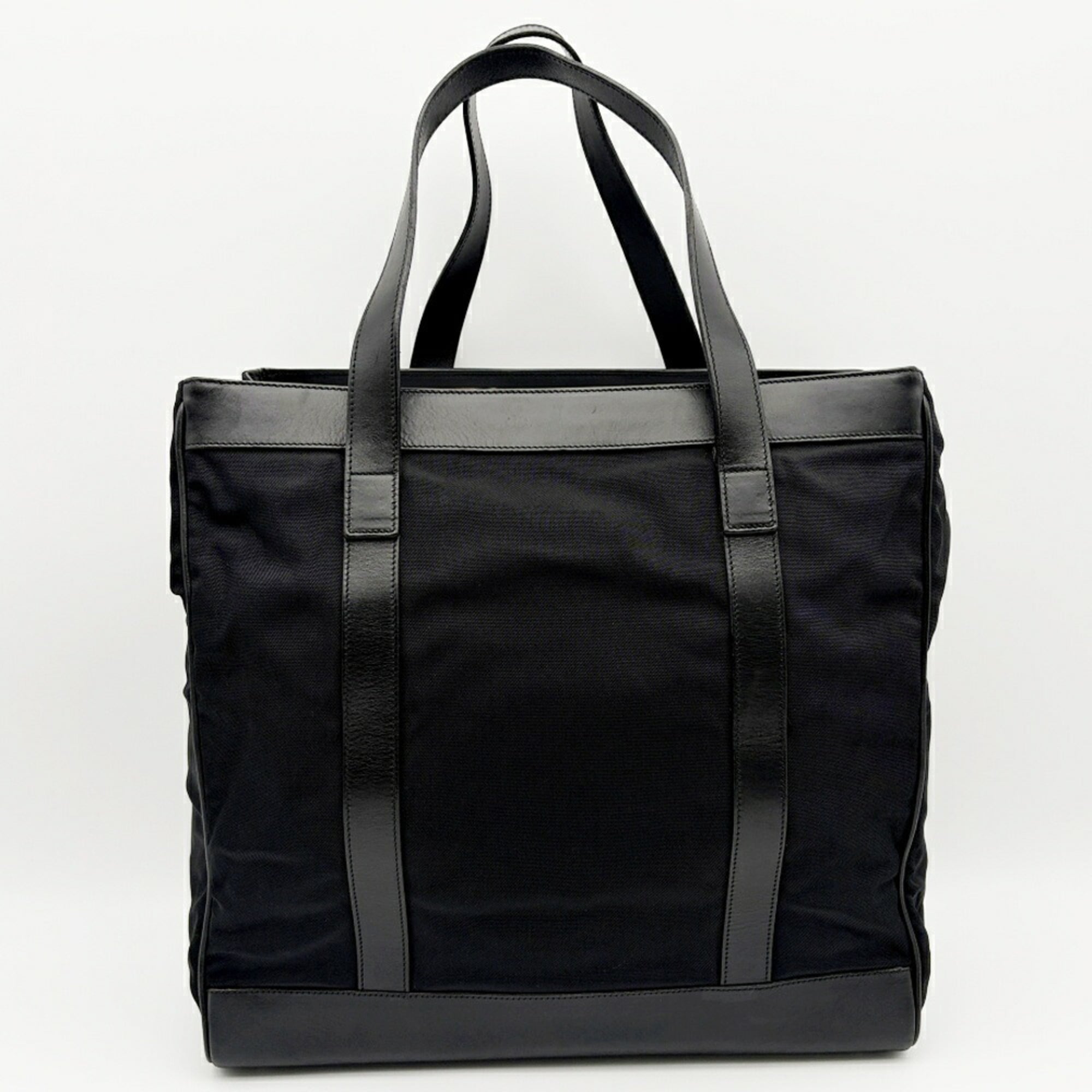 Gucci Black Nylon Leather Tote Bag (Pre-Owned)