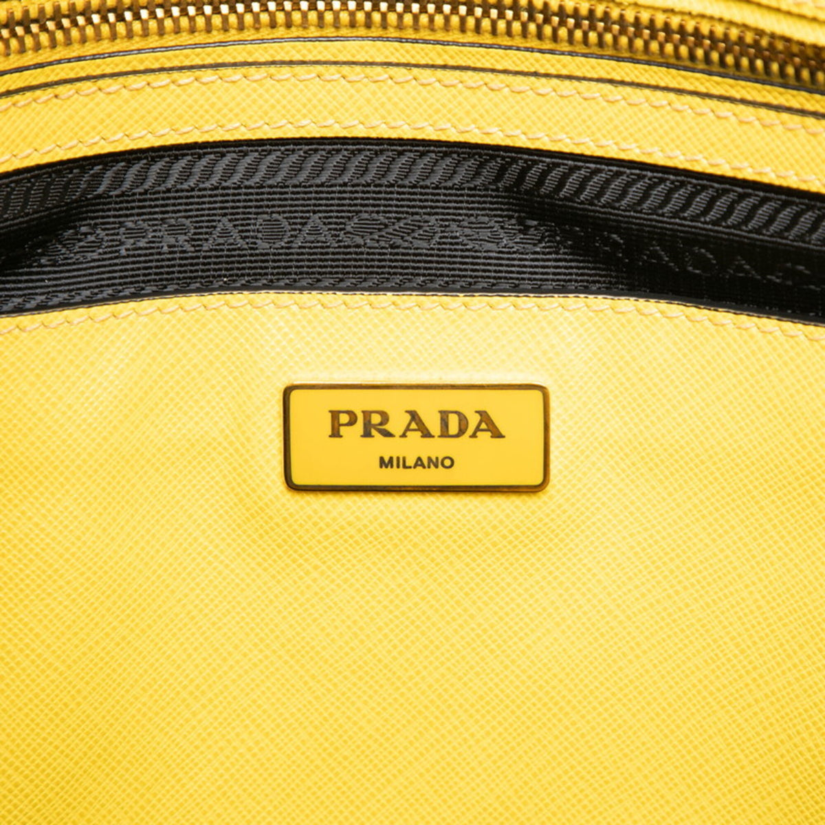 Prada Yellow Leather Handbag Shoulder Bag (Pre-Owned)