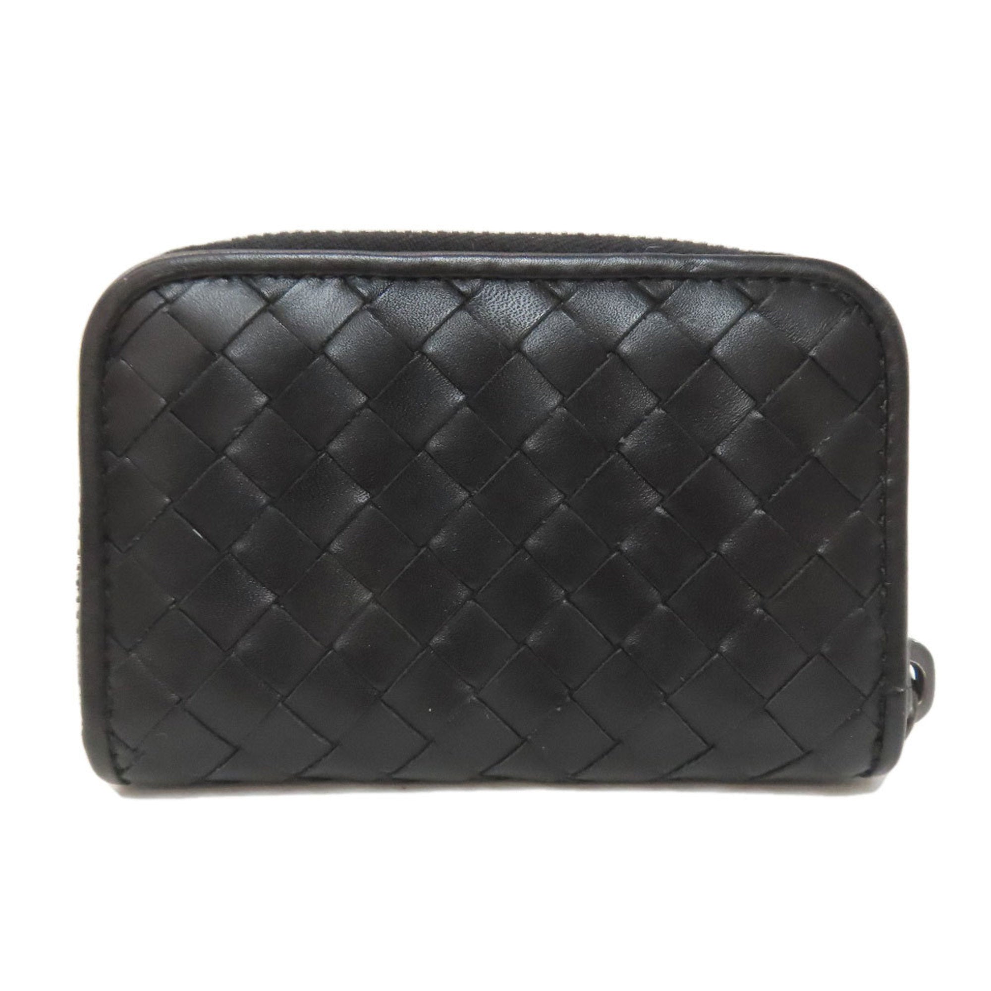 Bottega Veneta Intrecciato Black Leather Coin Purse/Coin Case (Pre-Owned)