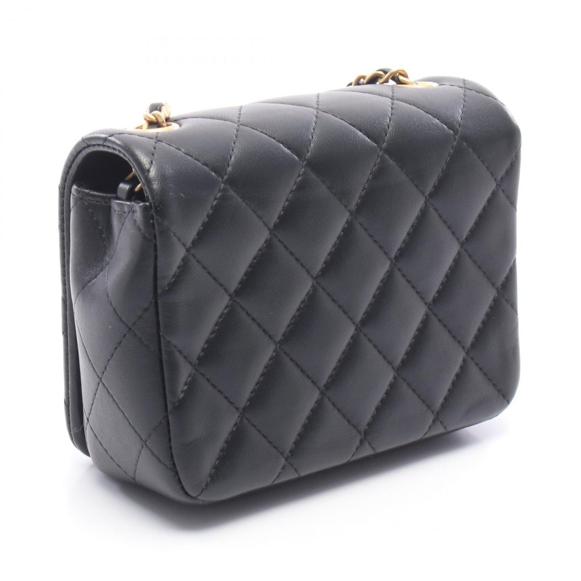 Chanel Black Leather Handbag Shoulder Bag (Pre-Owned)