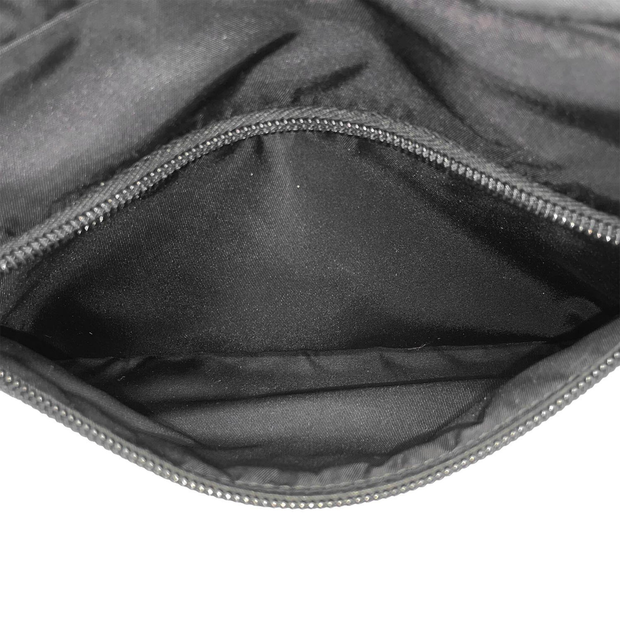 Prada Black Nylon Leather Metal Shoulder Bag (Pre-Owned)