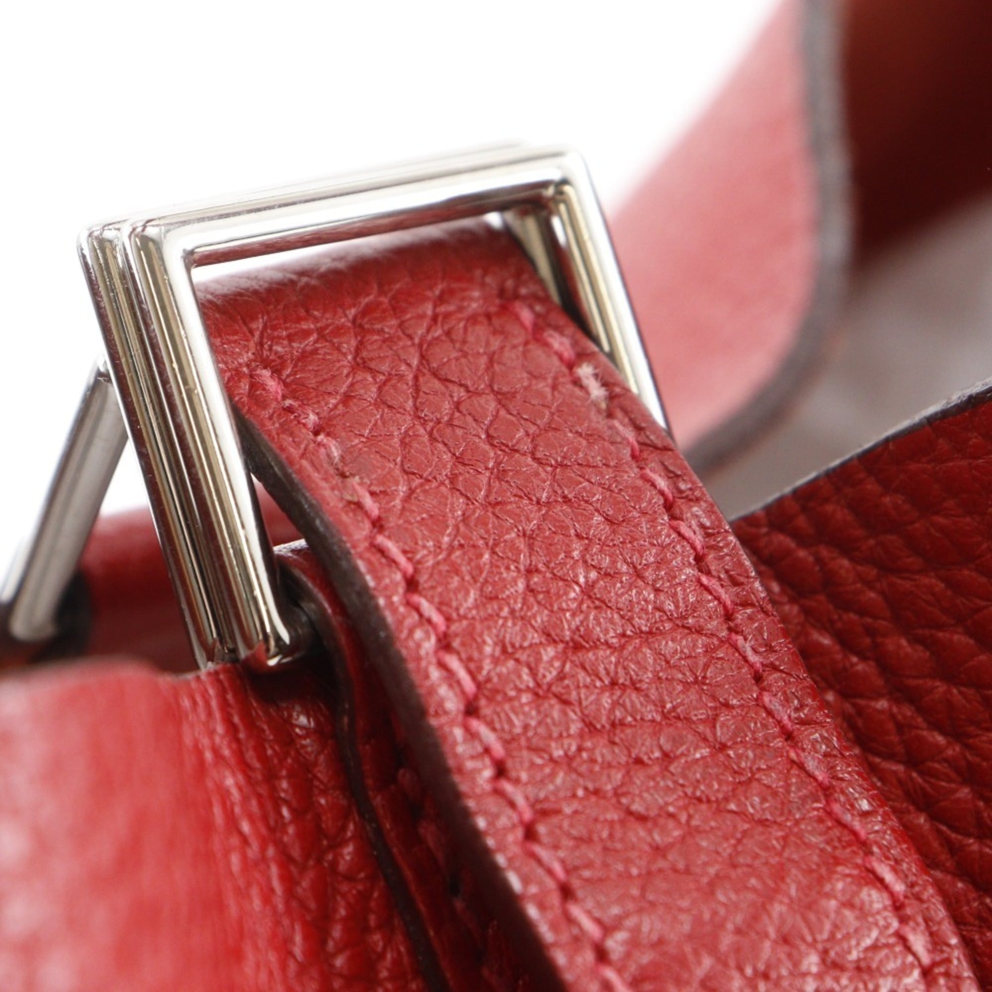 Hermes Red Color Taurillon Clemence Leather Handbag (Pre-Owned)