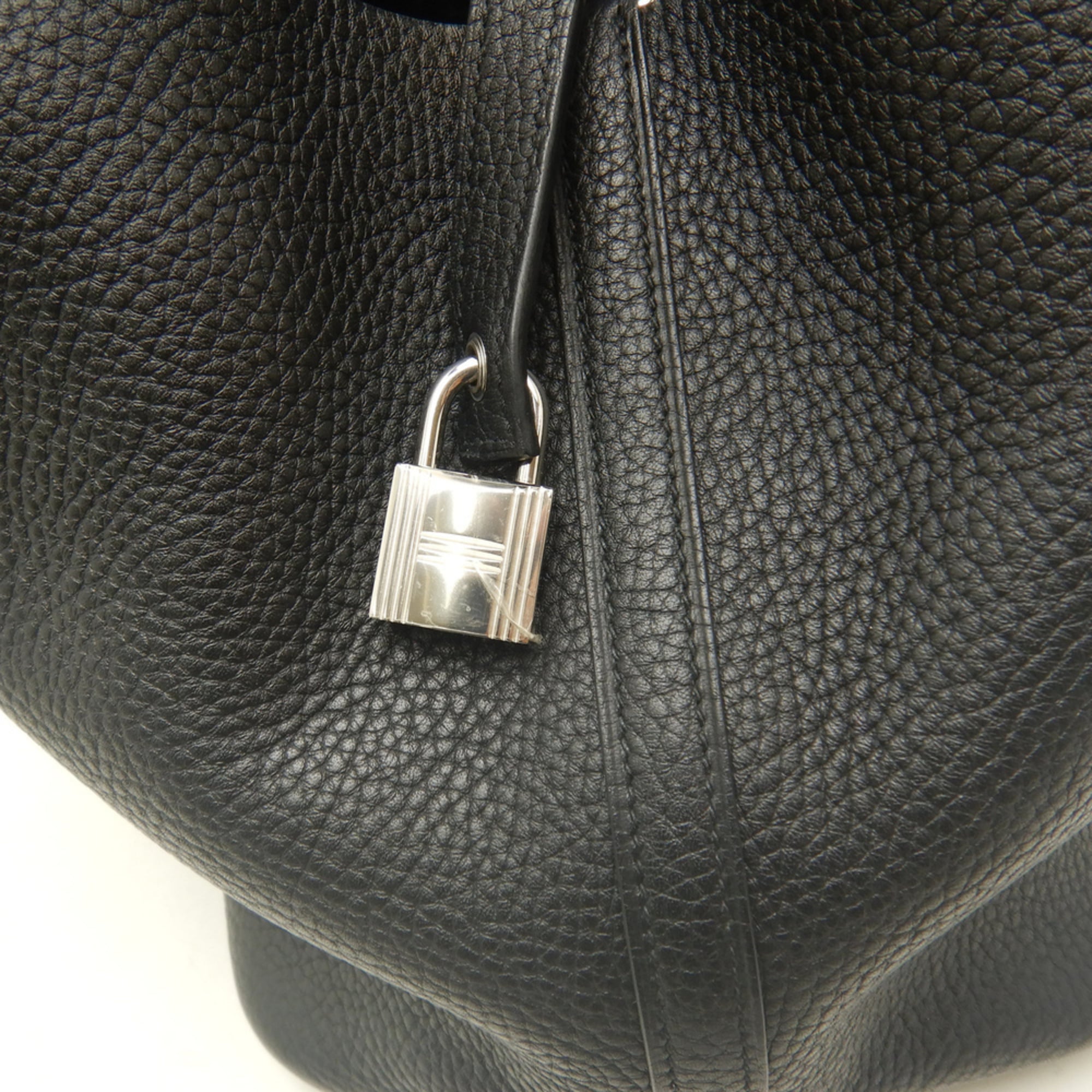 Hermes Picotin Noir Taurillon Clemence Leather Handbag (Pre-Owned)