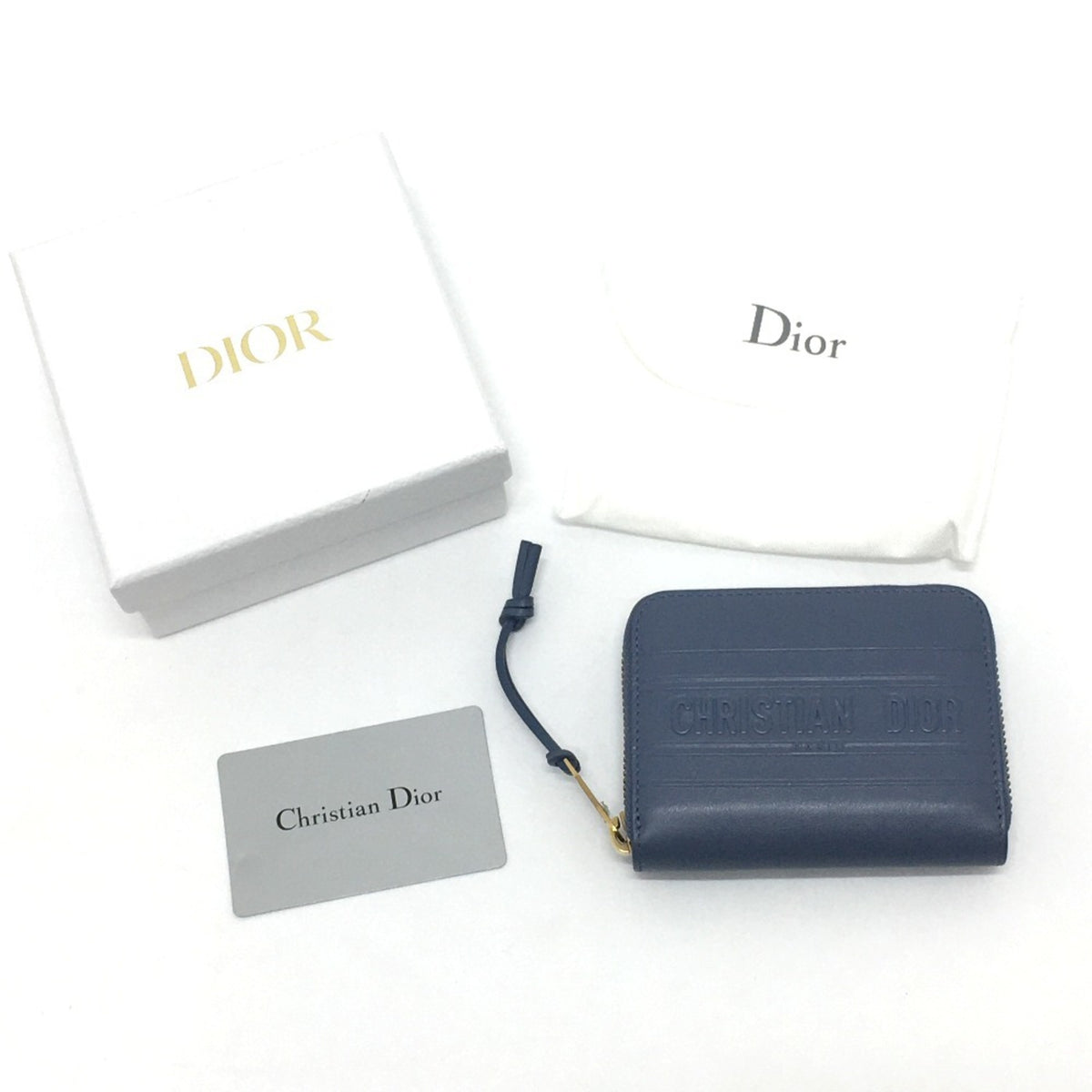 Christian Dior Blue Leather Coin Purse/Coin Case (Pre-Owned)
