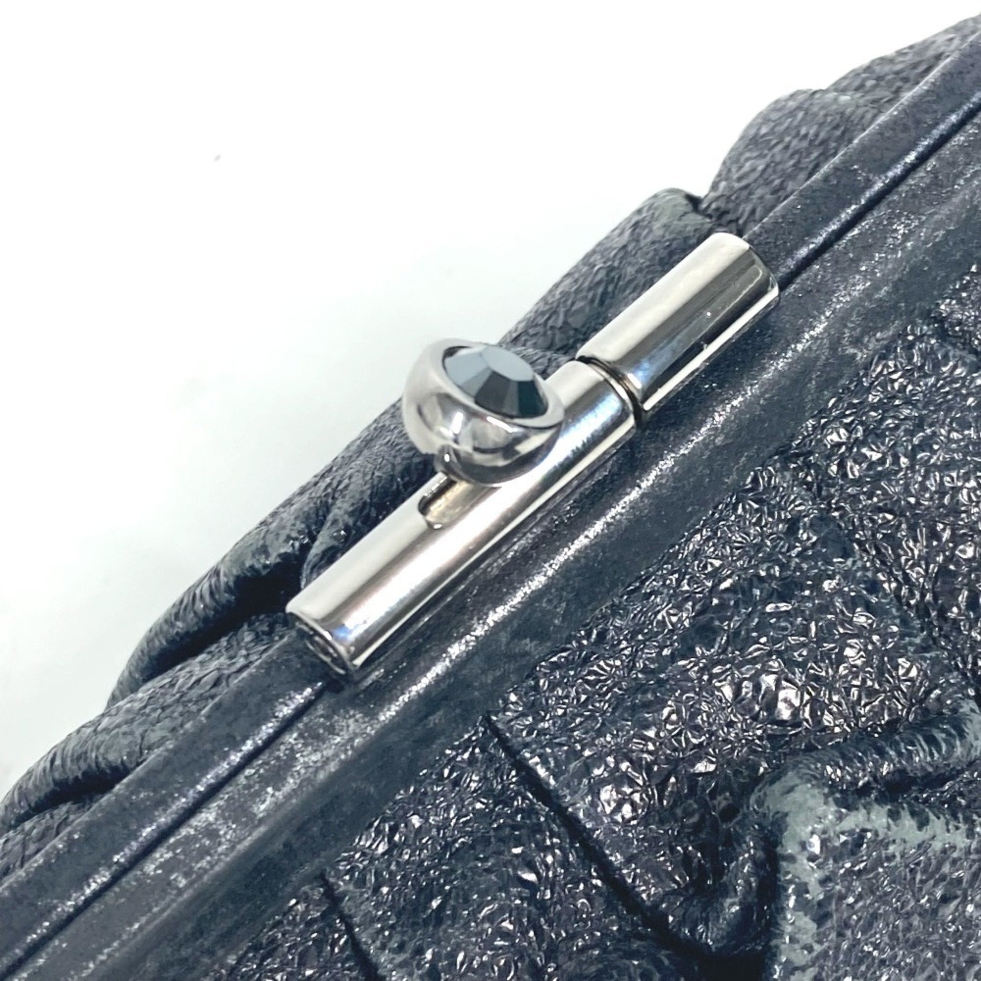Chanel Dark Navy Leather Clutch Bag Pouch (Pre-Owned)