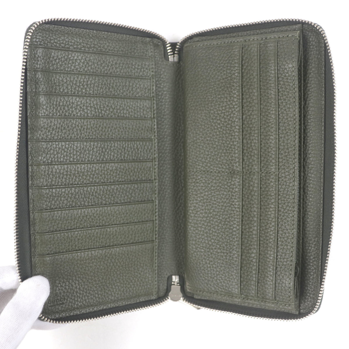Gucci Khaki Leather Long Wallet (Bi-Fold) (Pre-Owned)