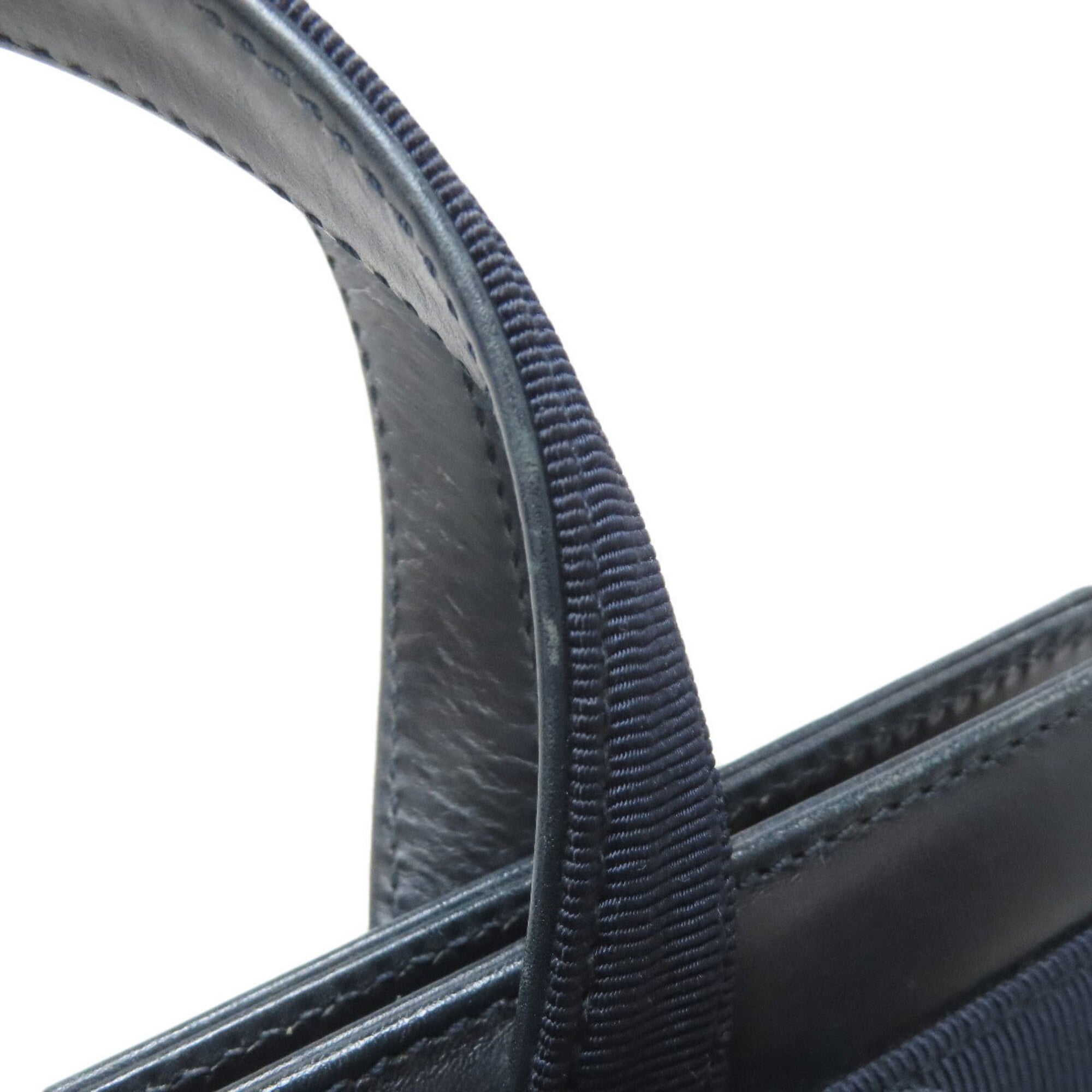 Salvatore Ferragamo Black Navy Leather Handbag (Pre-Owned)