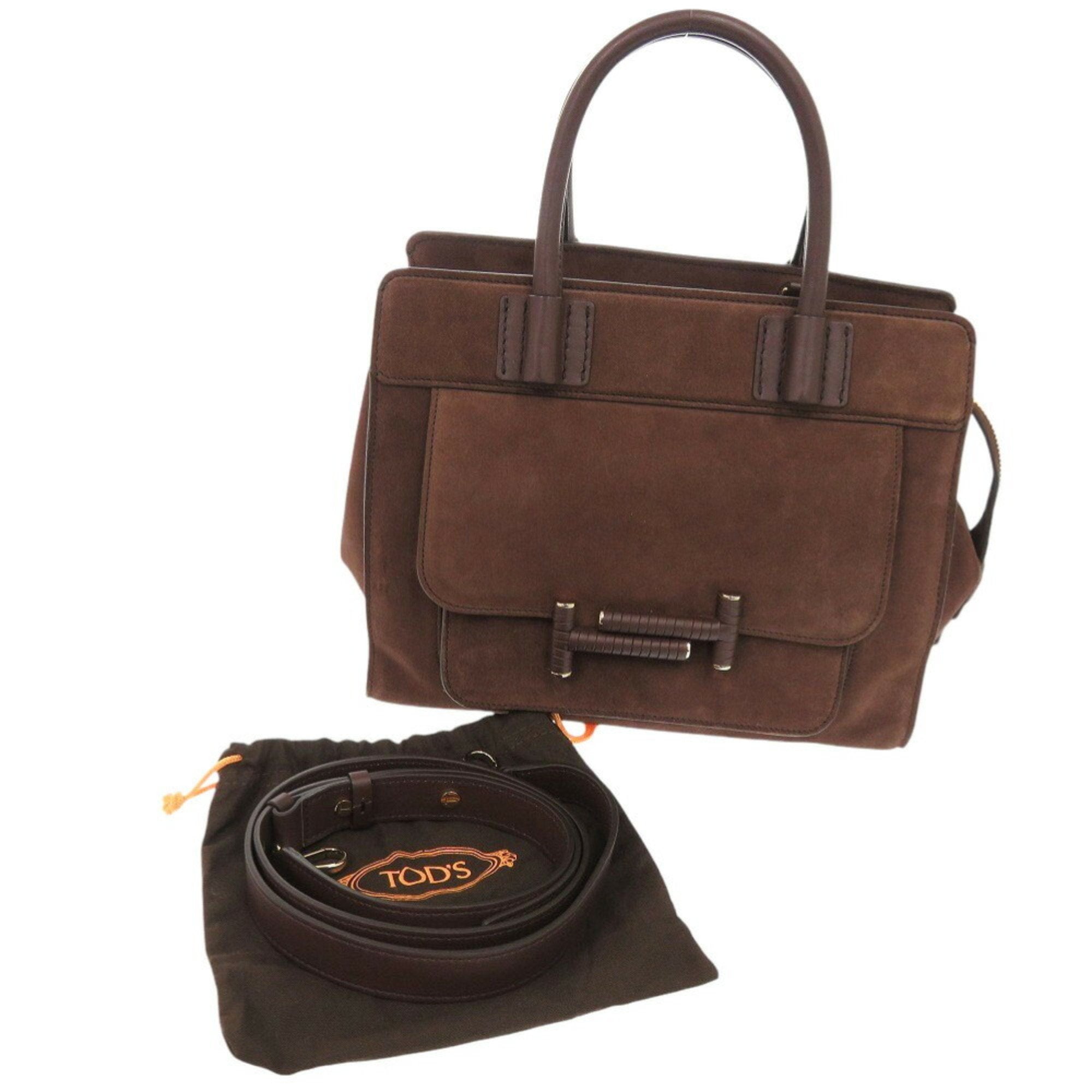 Tod's Brown Suede Leather Handbag Shoulder Bag (Pre-Owned)