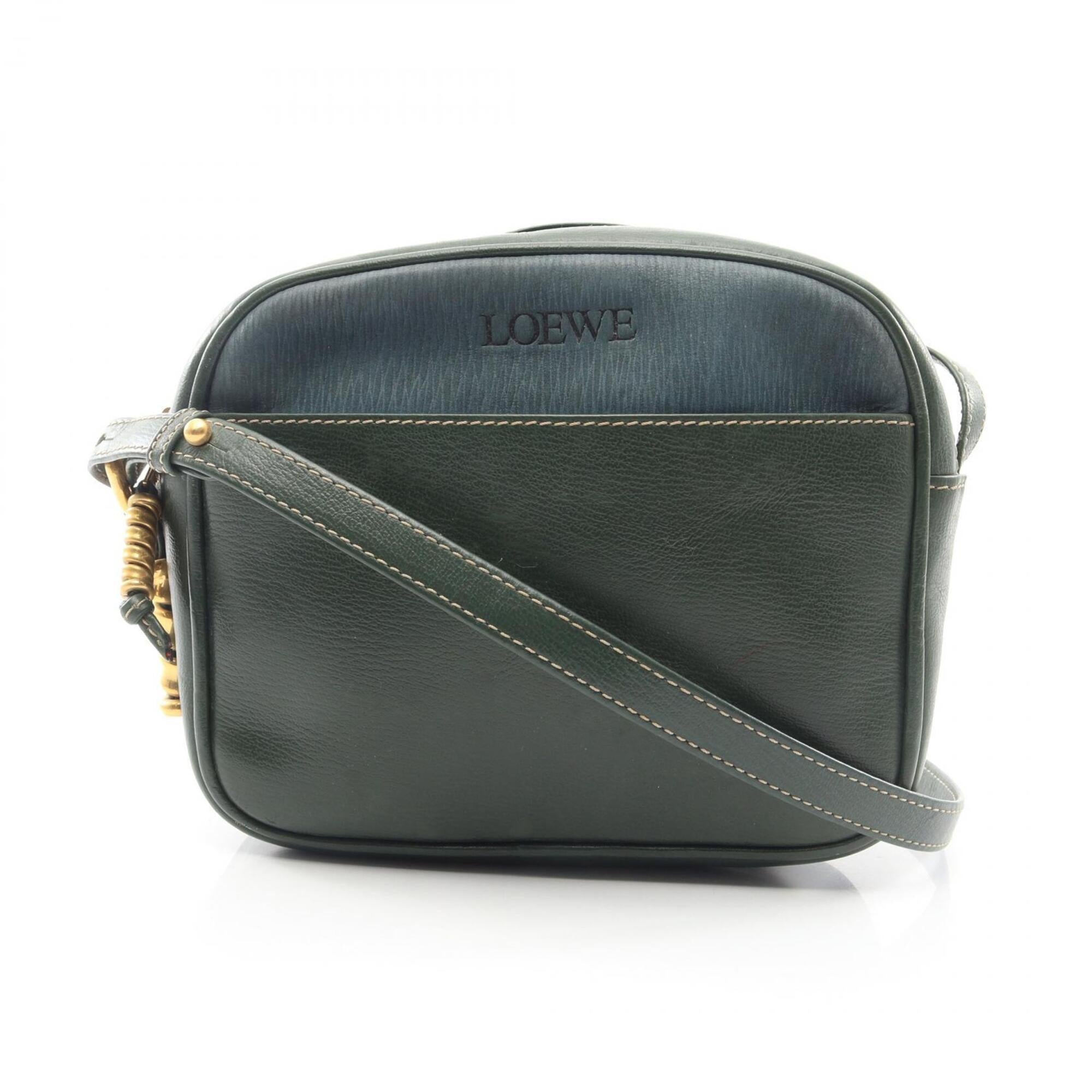 Loewe Blue Green Leather Handbag Shoulder Bag (Pre-Owned)