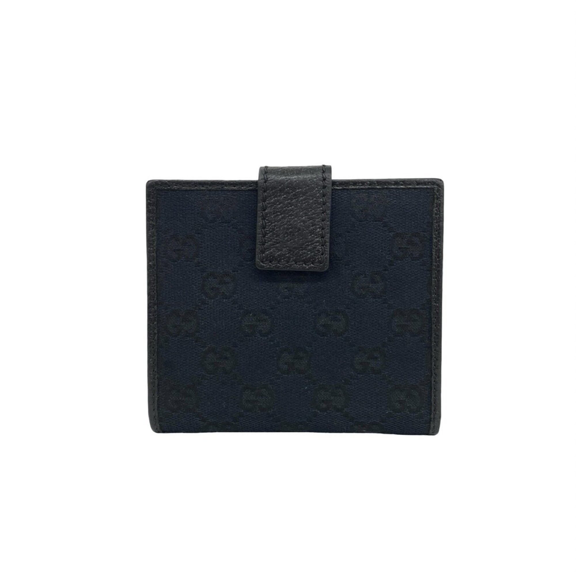 Gucci Black Leather Canvas Bamboo Wallet (Bi-Fold) (Pre-Owned)