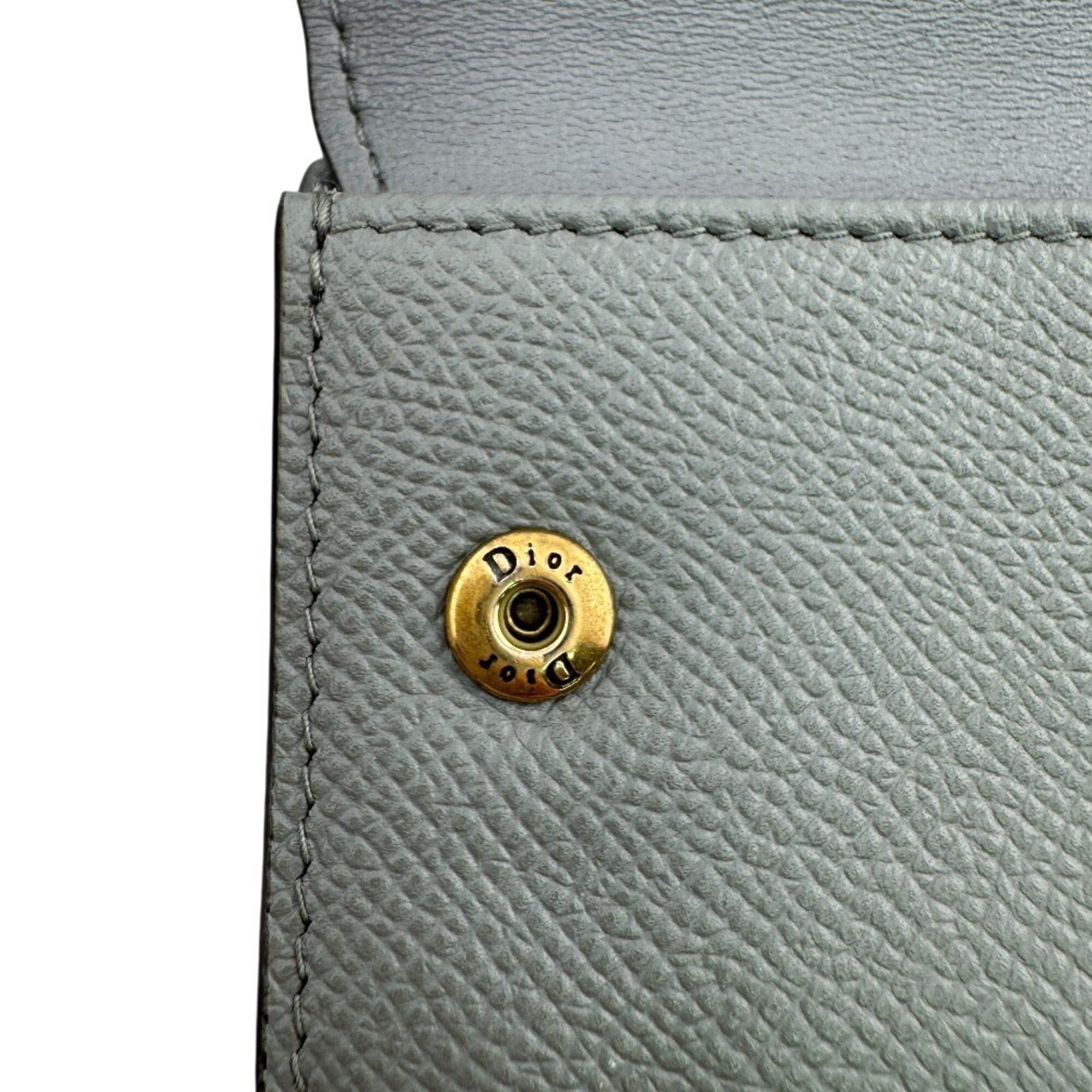 Christian Dior Gray Leather Wallet (Tri-Fold) (Pre-Owned)