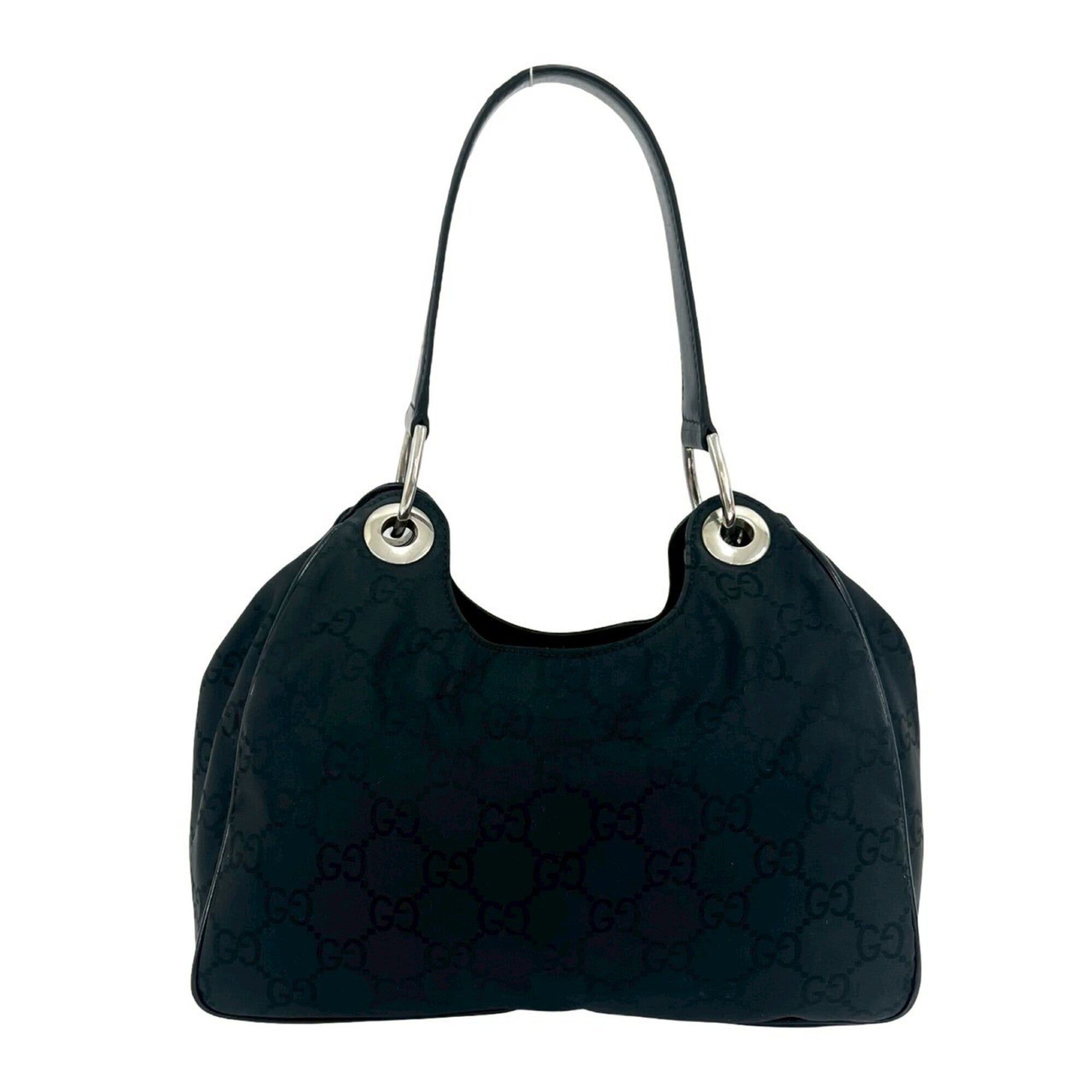 Gucci Black Nylon Leather Handbag Shoulder Bag (Pre-Owned)