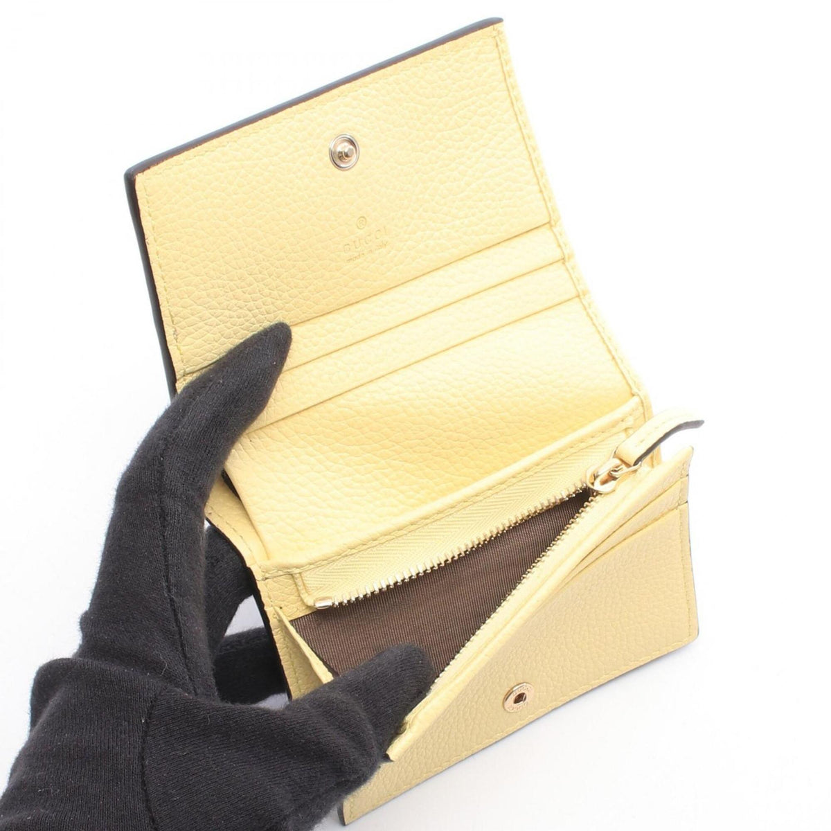 Gucci Beige Brown Yellow Leather Pvc Wallet (Bi-Fold) (Pre-Owned)