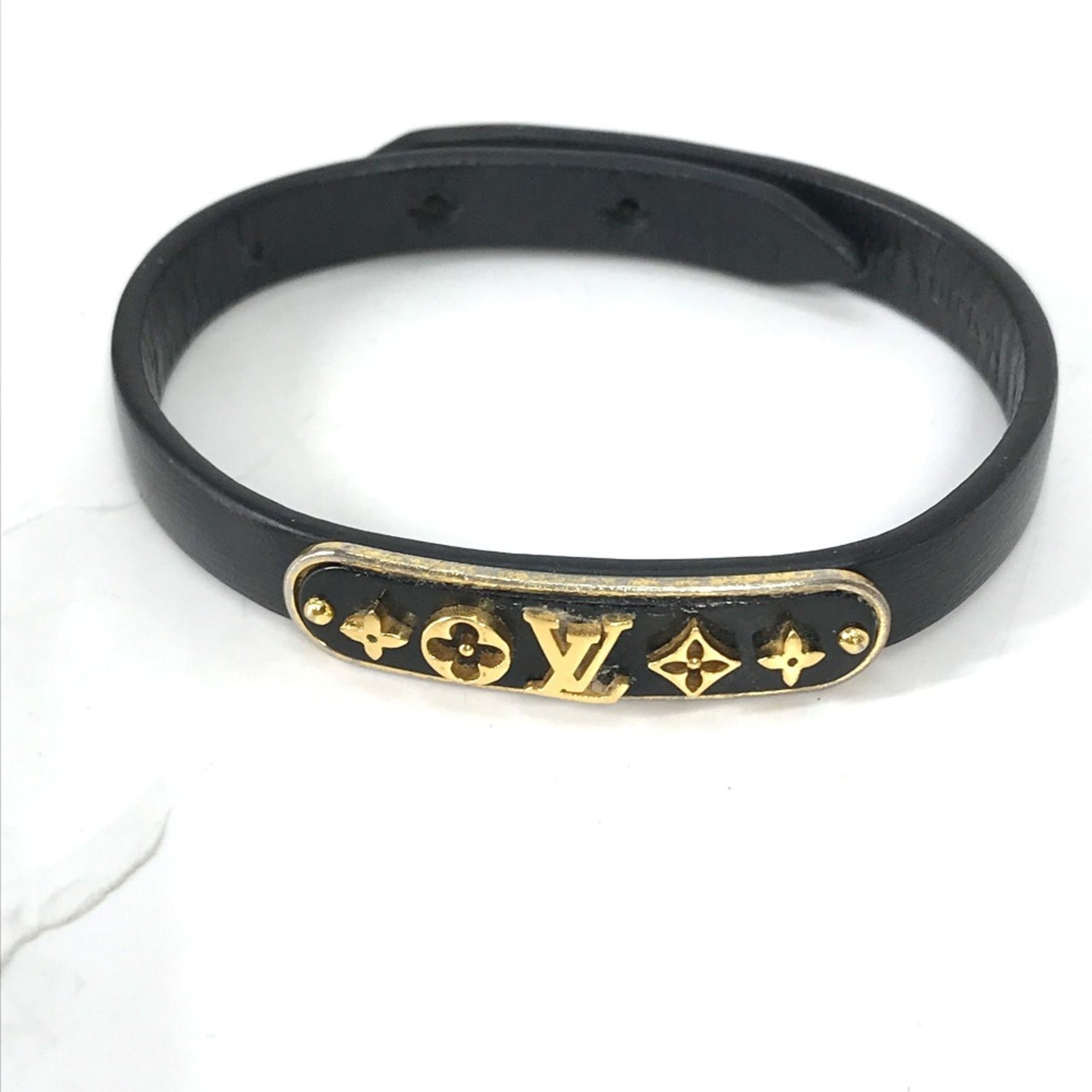 Louis Vuitton Monogram Black Monogram Leather Monogram Bangle (Pre-Owned)