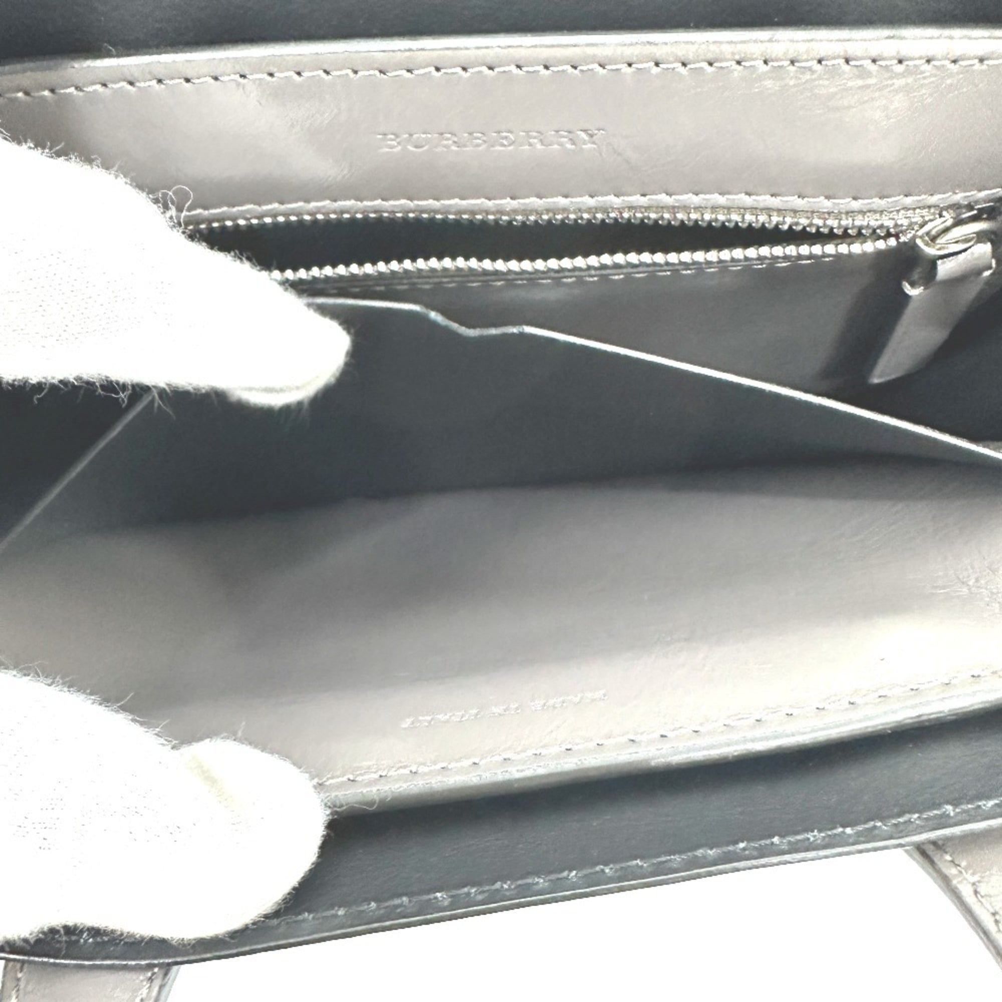 Burberry Gray Elastane Leather Handbag Shoulder Bag (Pre-Owned)