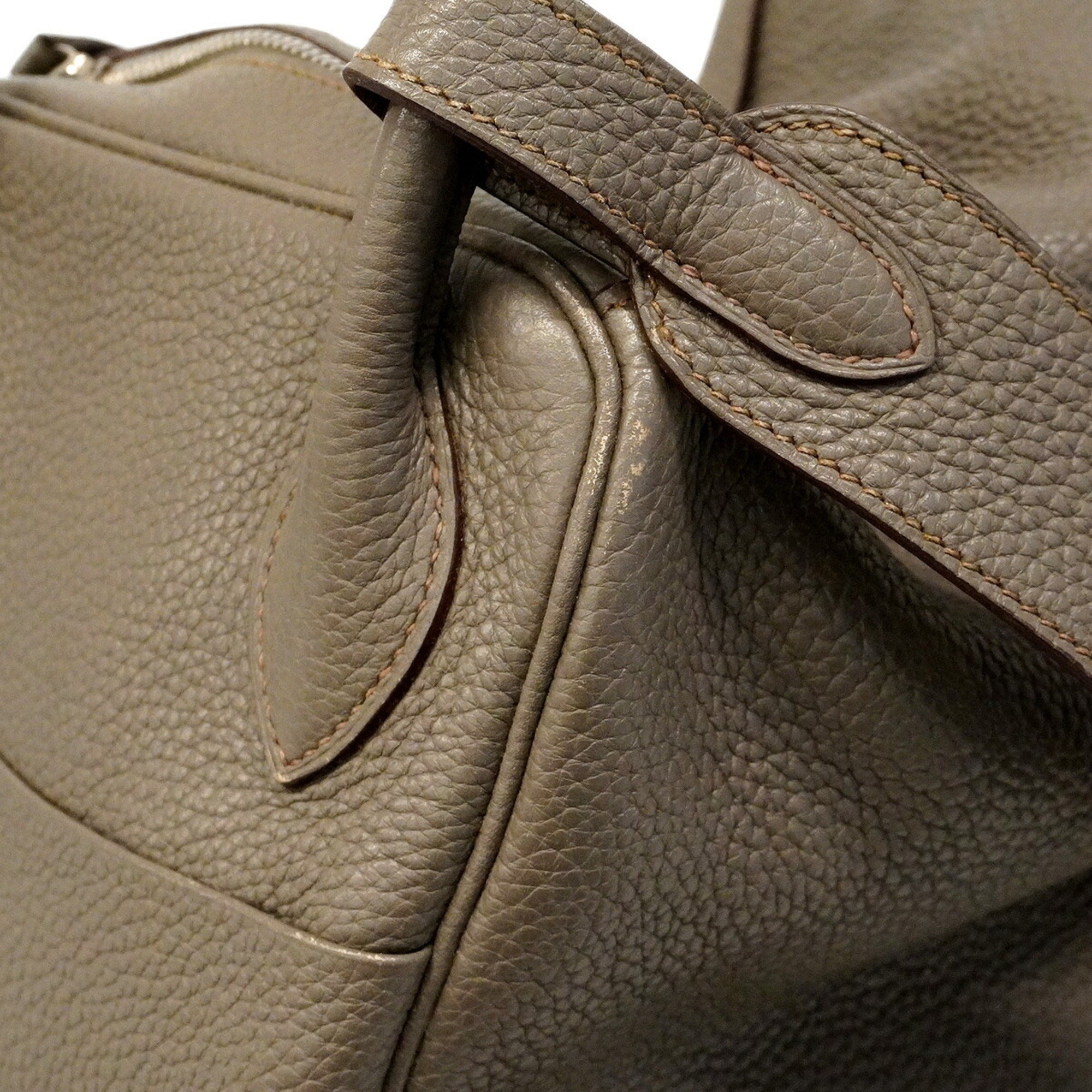 Hermes Etain Taurillon Clemence Leather Handbag (Pre-Owned)