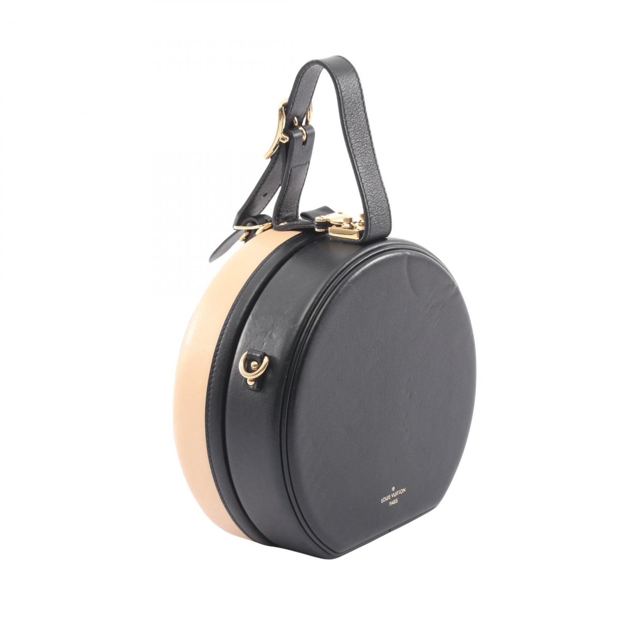 Louis Vuitton Beige Black Leather Handbag (Pre-Owned)