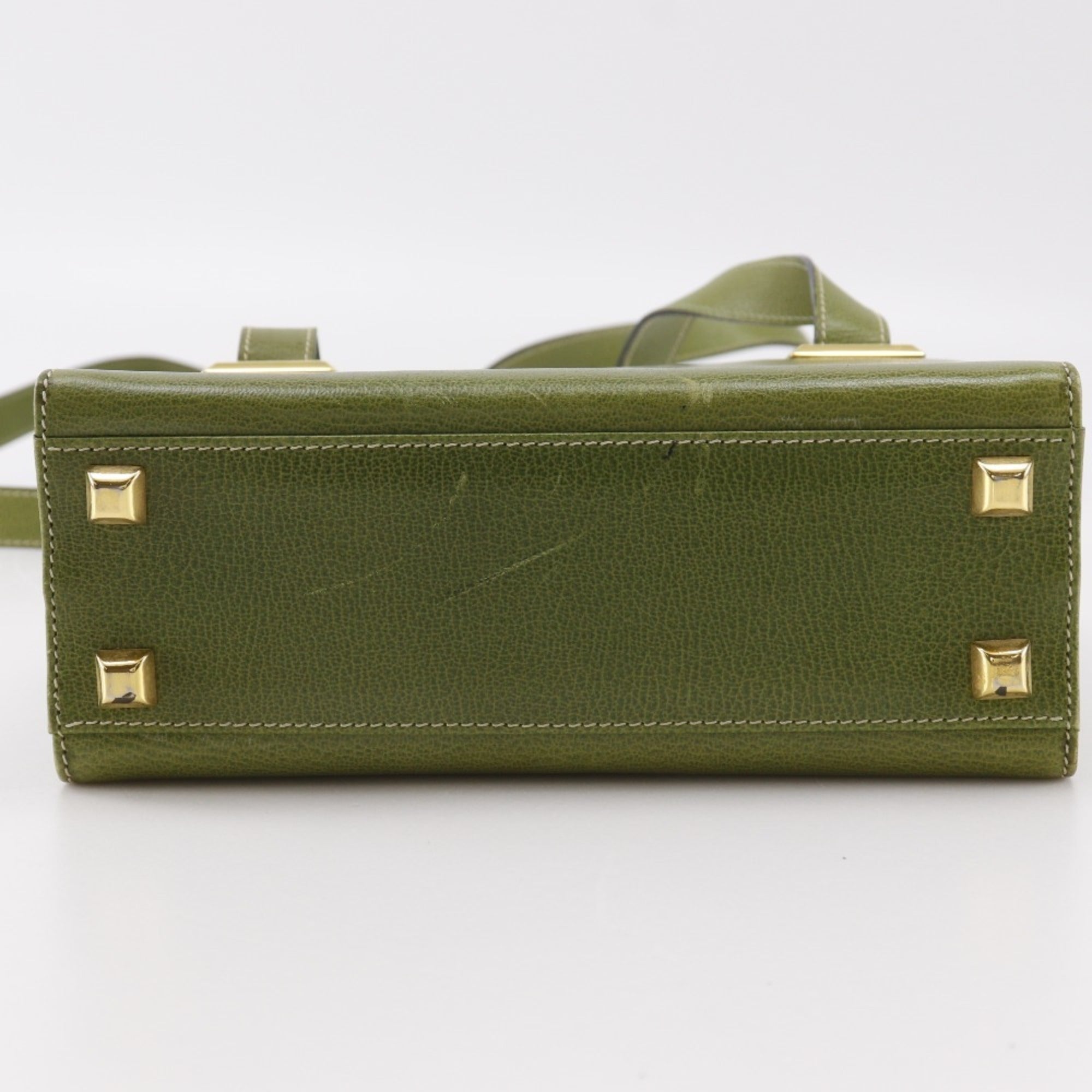 Salvatore Ferragamo Green Leather Shoulder Bag (Pre-Owned)